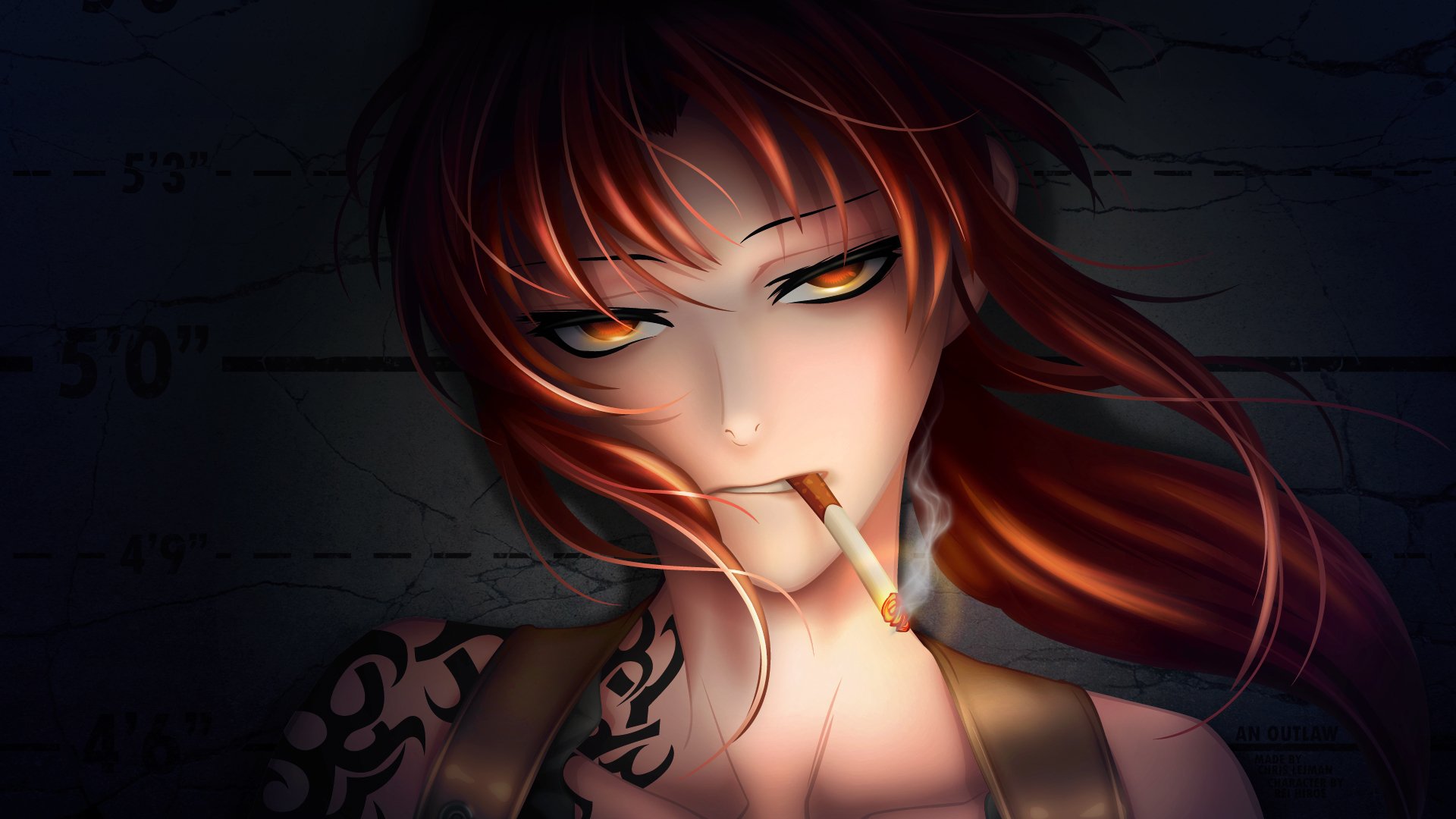 art hiroe rei black lagoon revy girl anime pirates of the black lagoon cigarette smoke tattoo