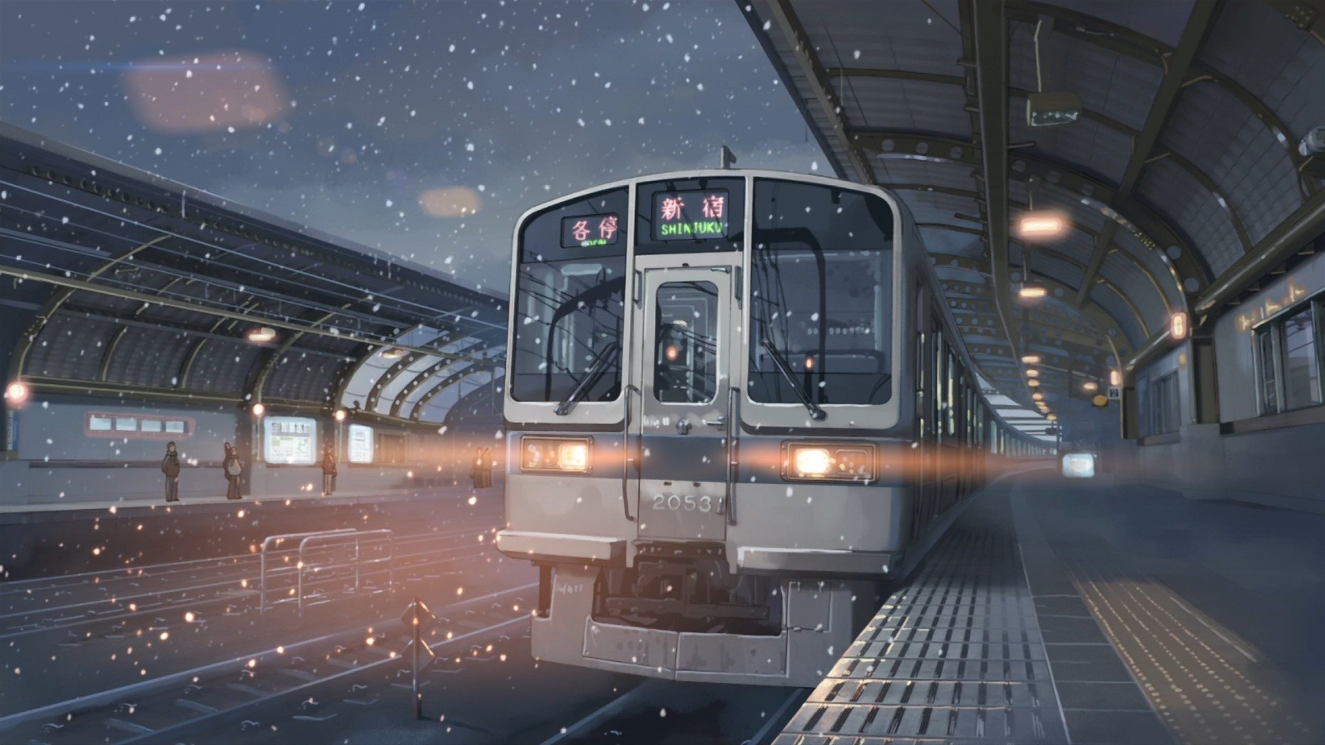 5 centimeters per second train station snow japan