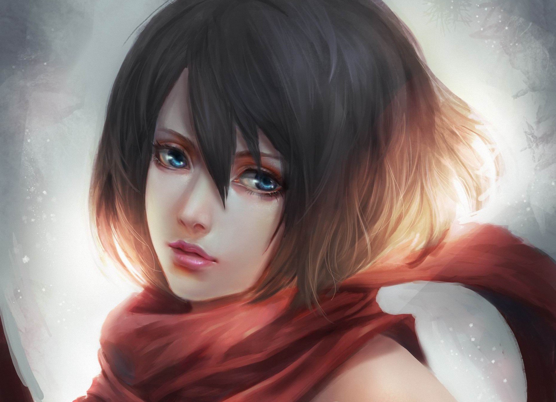 art attaque sur titan l invasion des titans shingeki pas kyojin mikasa ackerman fille écharpe visage