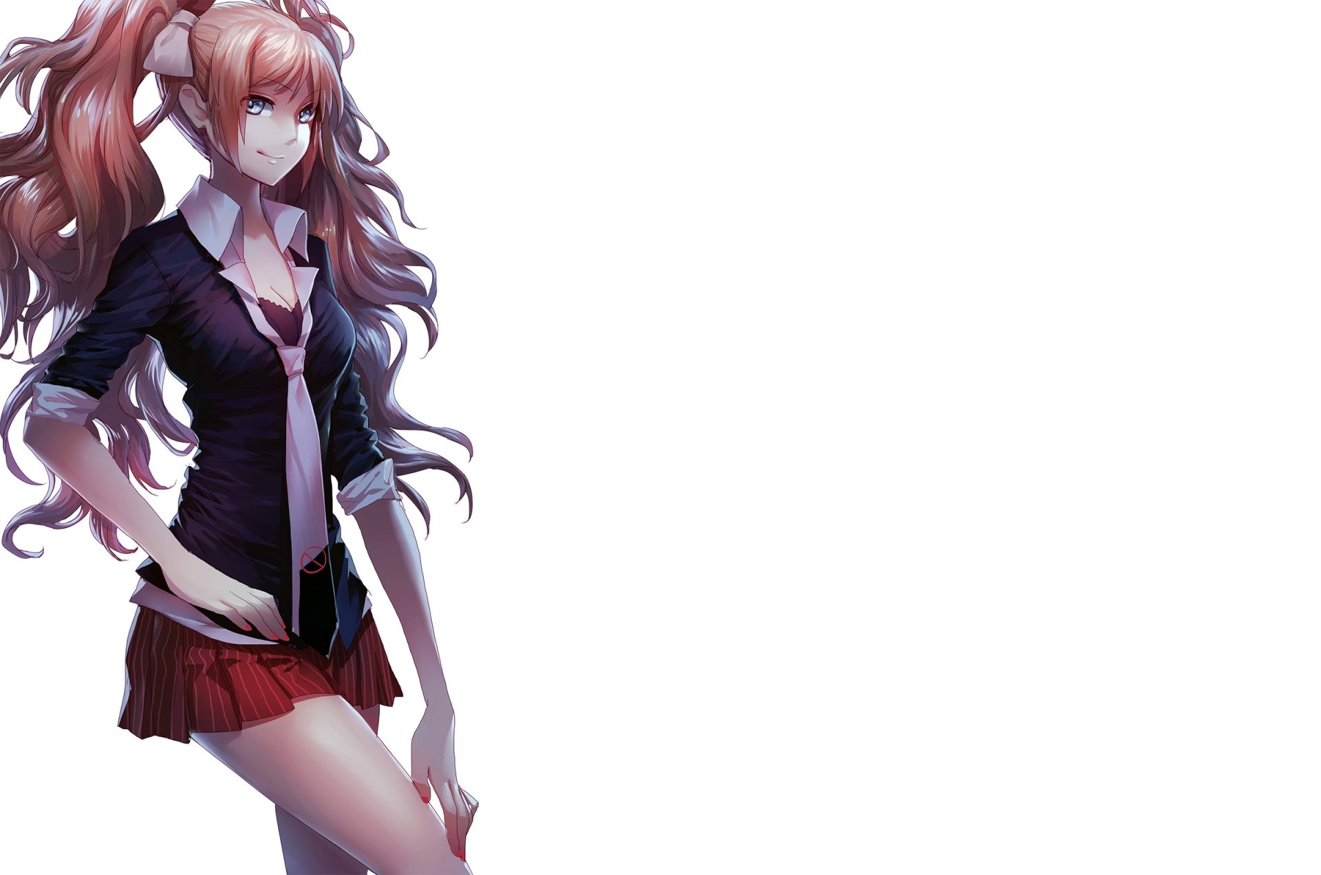 arte yandywu ragazza enoshima junko sguardo sorriso studentessa sfondo bianco danganronpa