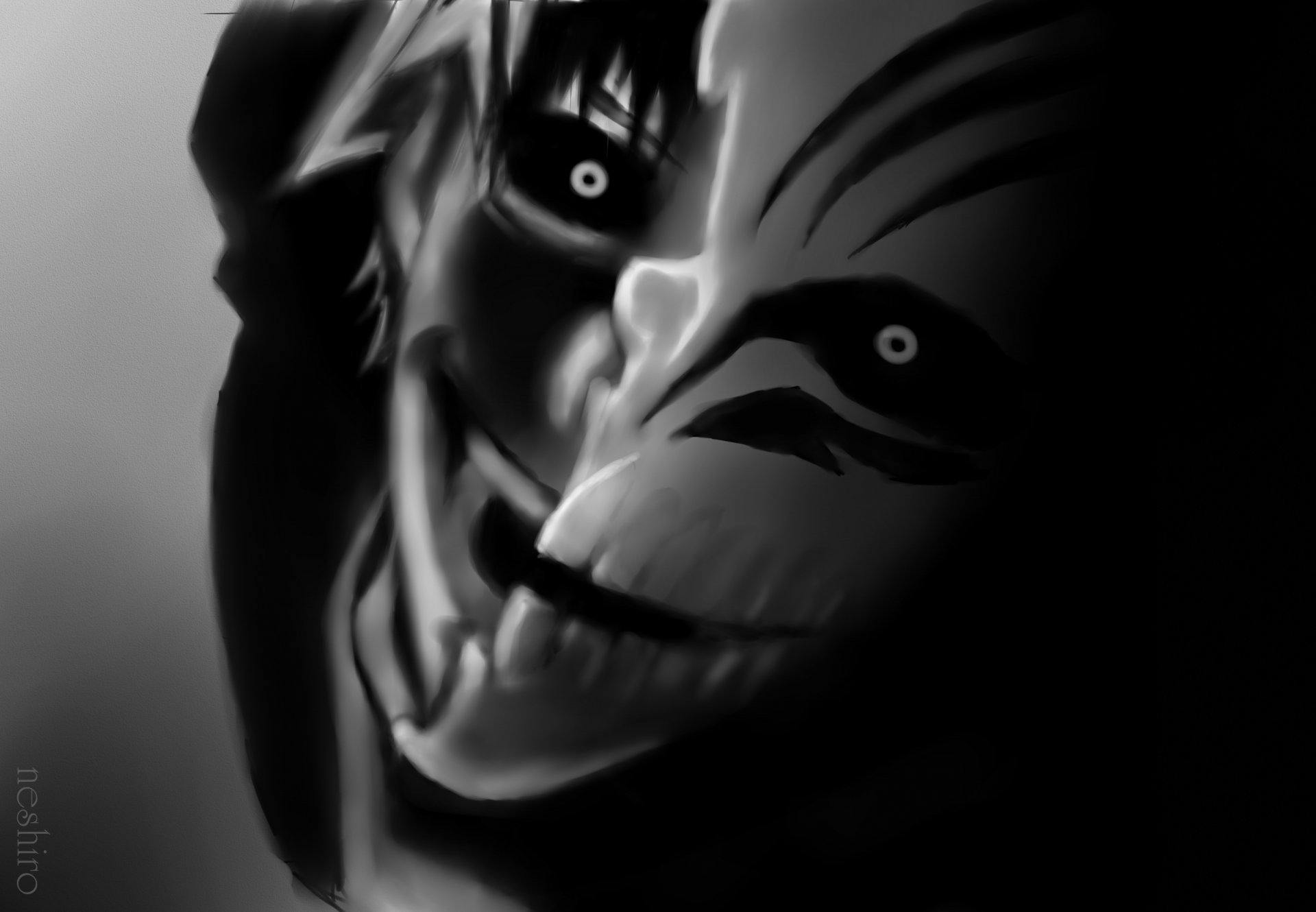 art neshiro guy ichigo kurosaki look joy madness alter ego mask shinigami monochrome bleach bleach