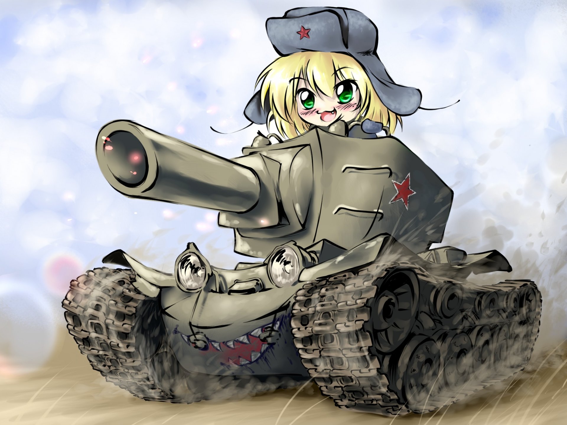 art dziewczyna chibi kv-2 czołg