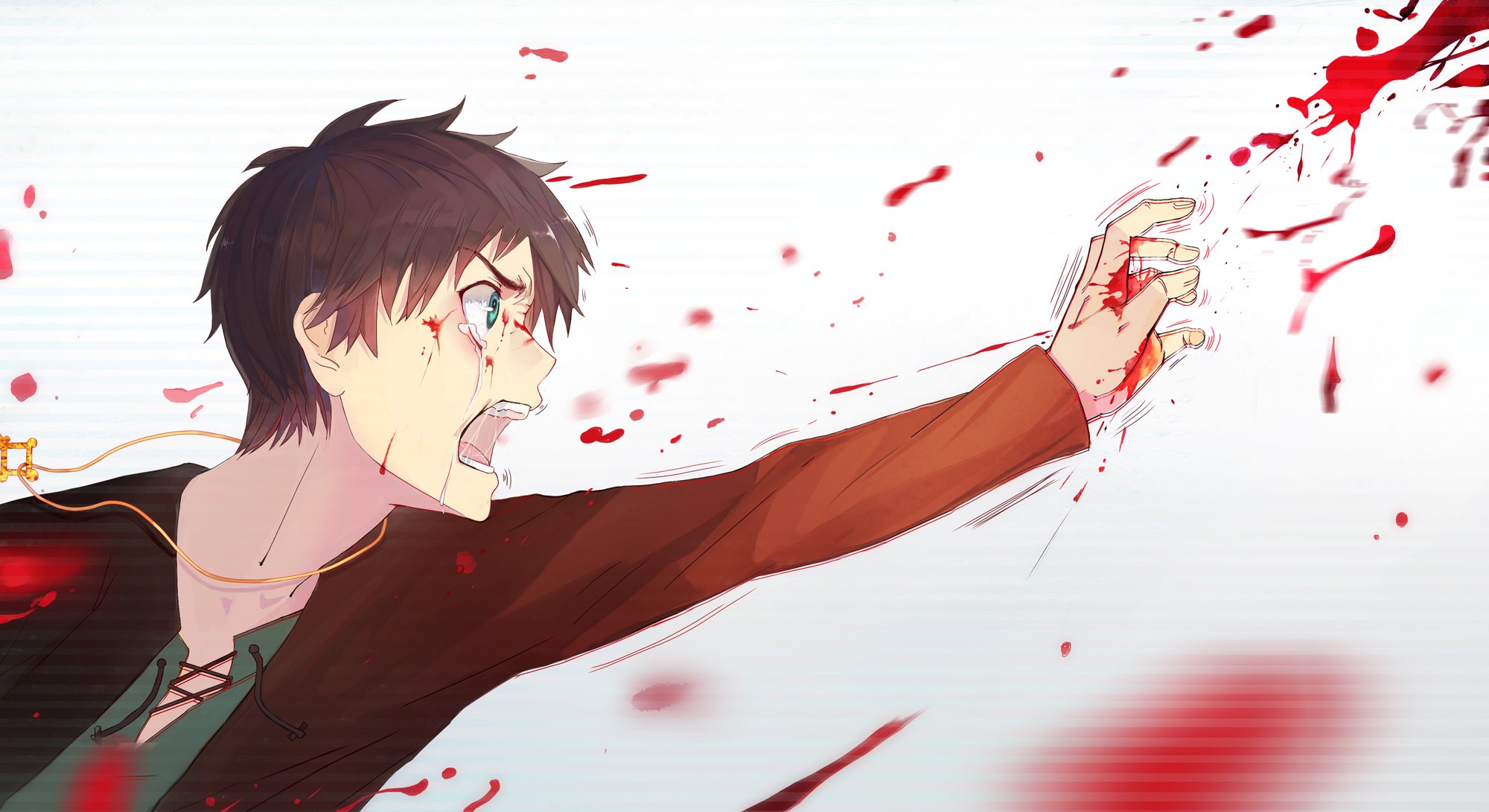 hingeki no kyojin invasion of the titans eren jagger blood white