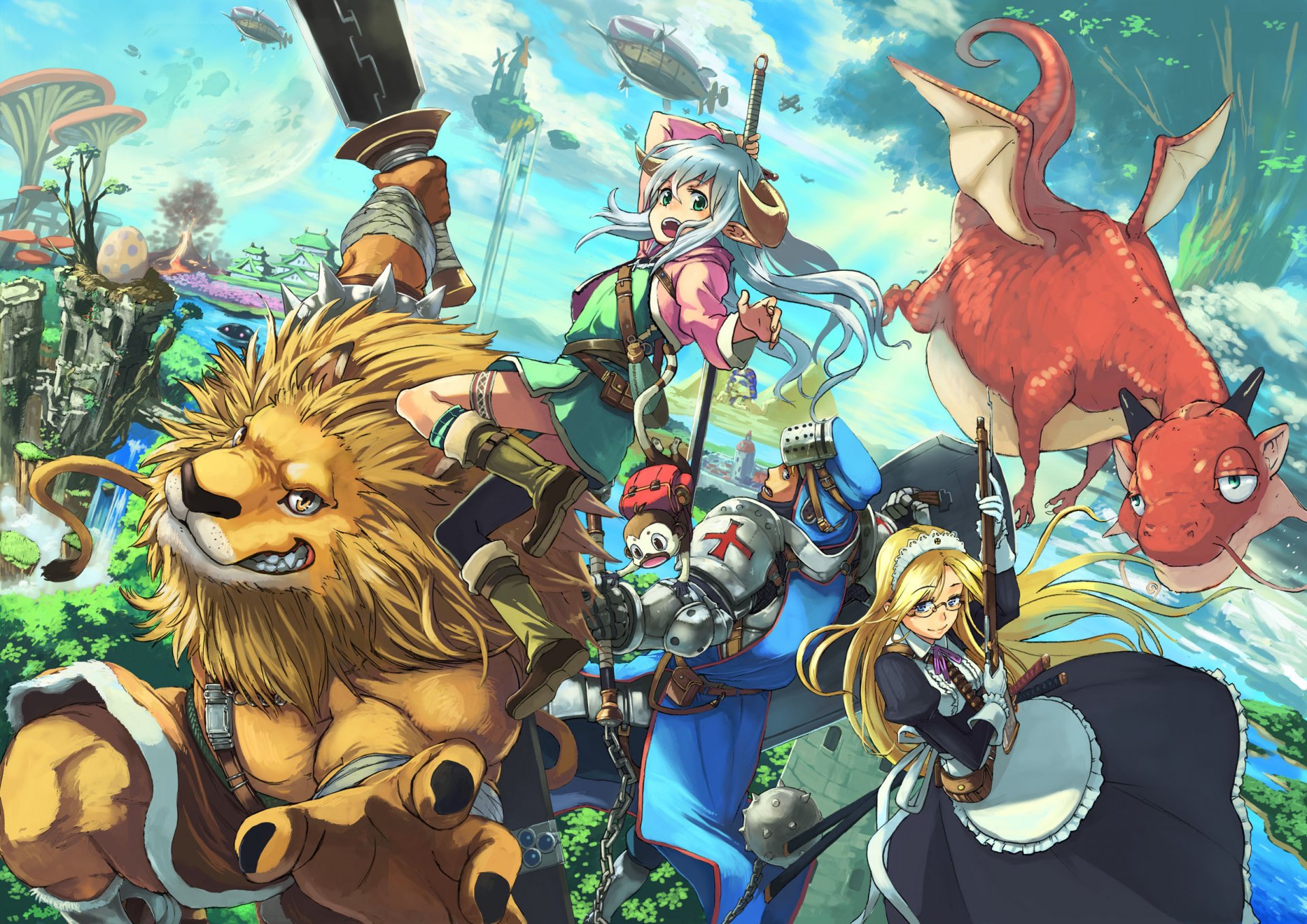 anime lion dragon démon chevalier rpg femme de ménage jeu arme science-fiction fantasy