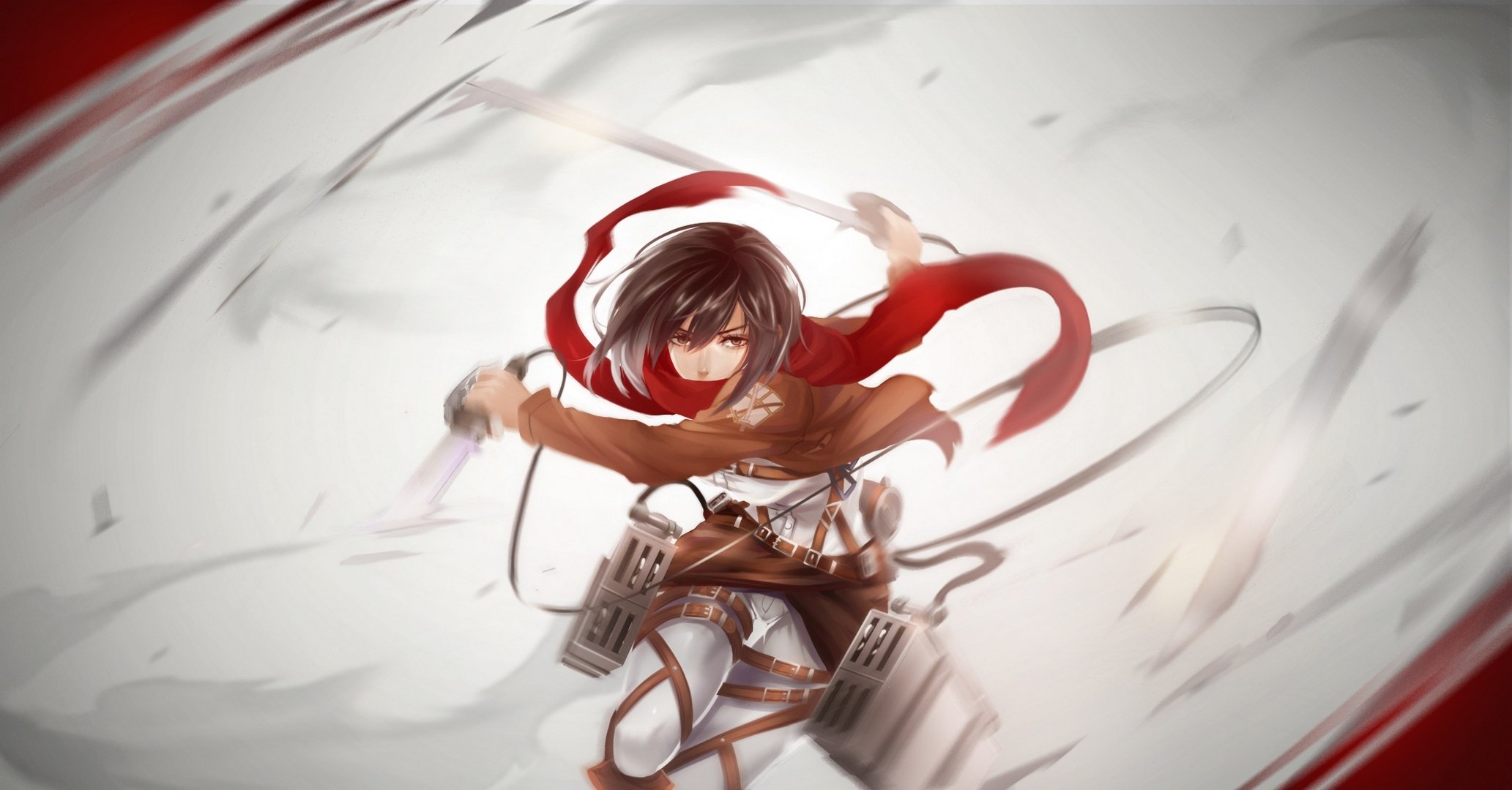 art tpip girl mikasa ackerman view of mind weapon blade blood men shingeki no kyojin