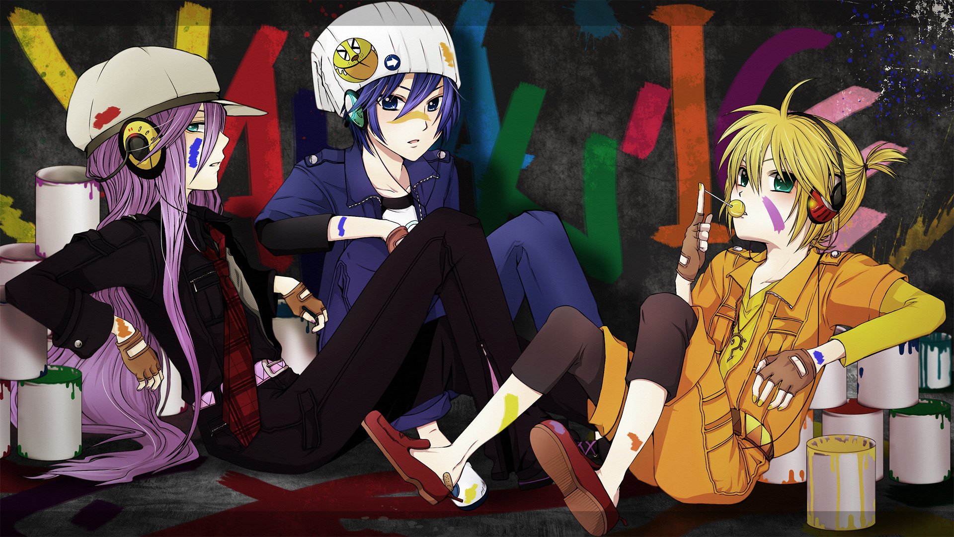 kunst agi vocaloid kagamine rin kaito kamui gakupo jungs farbe lutscher