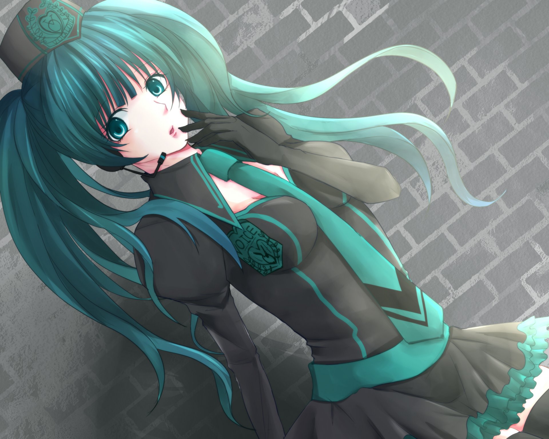 hatsune miku vocaloid vocaloid fille uniforme microphone cravate anime