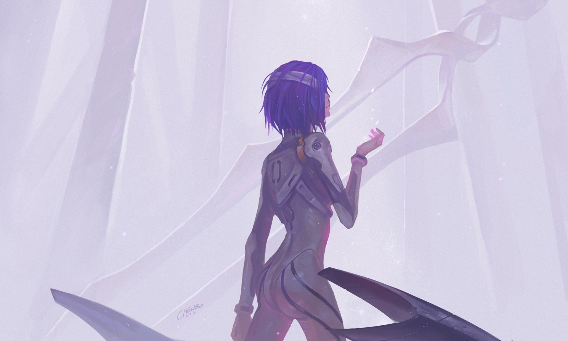 art chenbo neon genesis evangelion ayanami rei girl back bandage