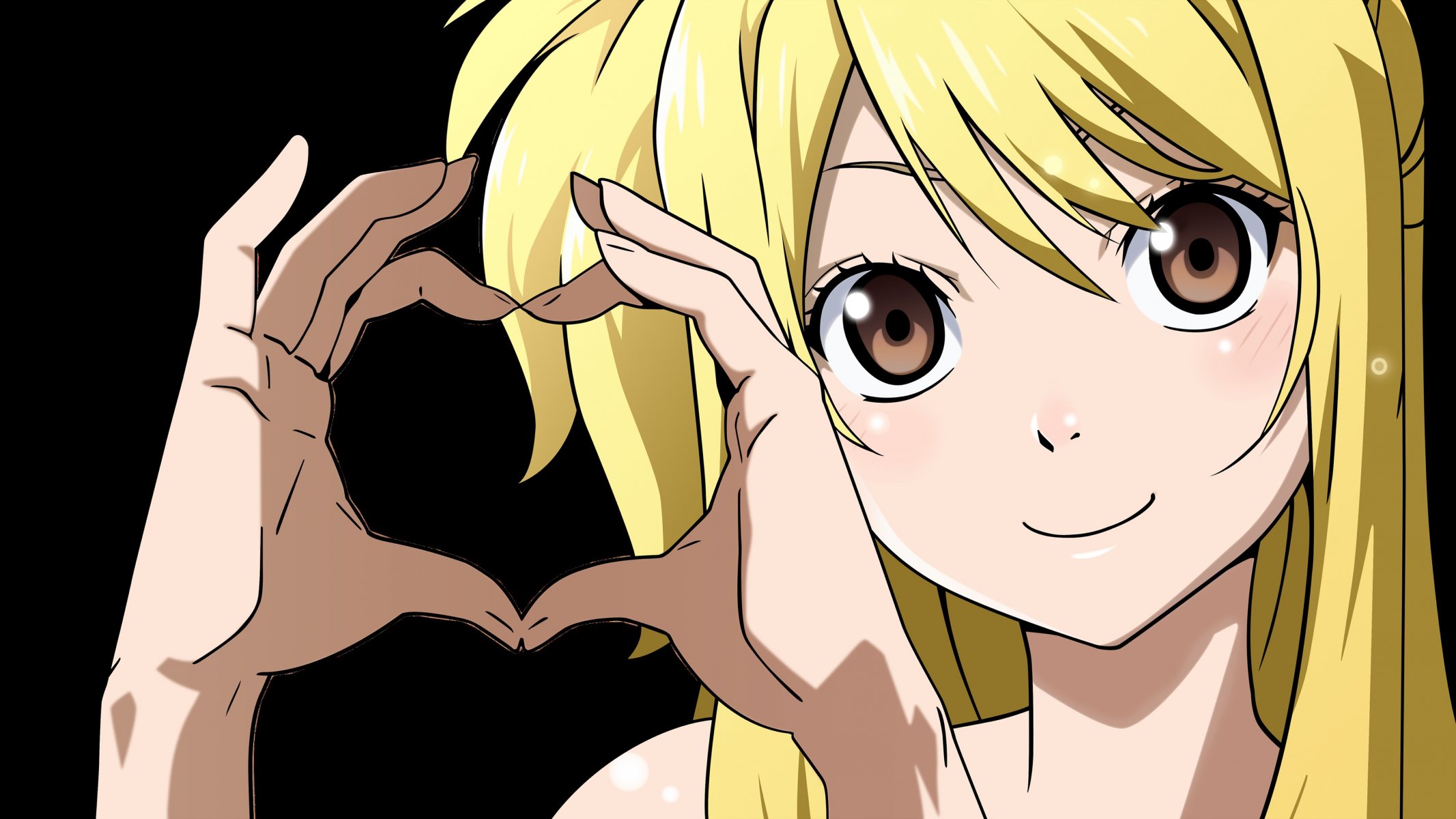 fairy tail lucy serce ręce uśmiech bajka