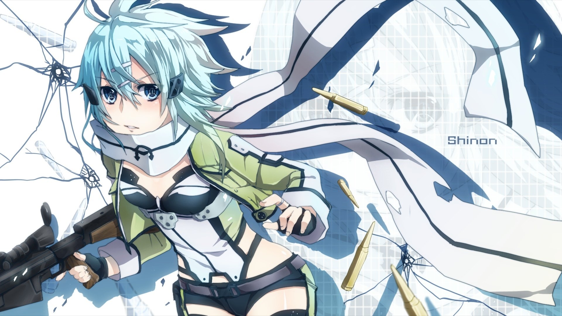 word art online sao gun gale online ggo shinon gun sword master online synonym weapon rifle of the sleeve blue hair girl