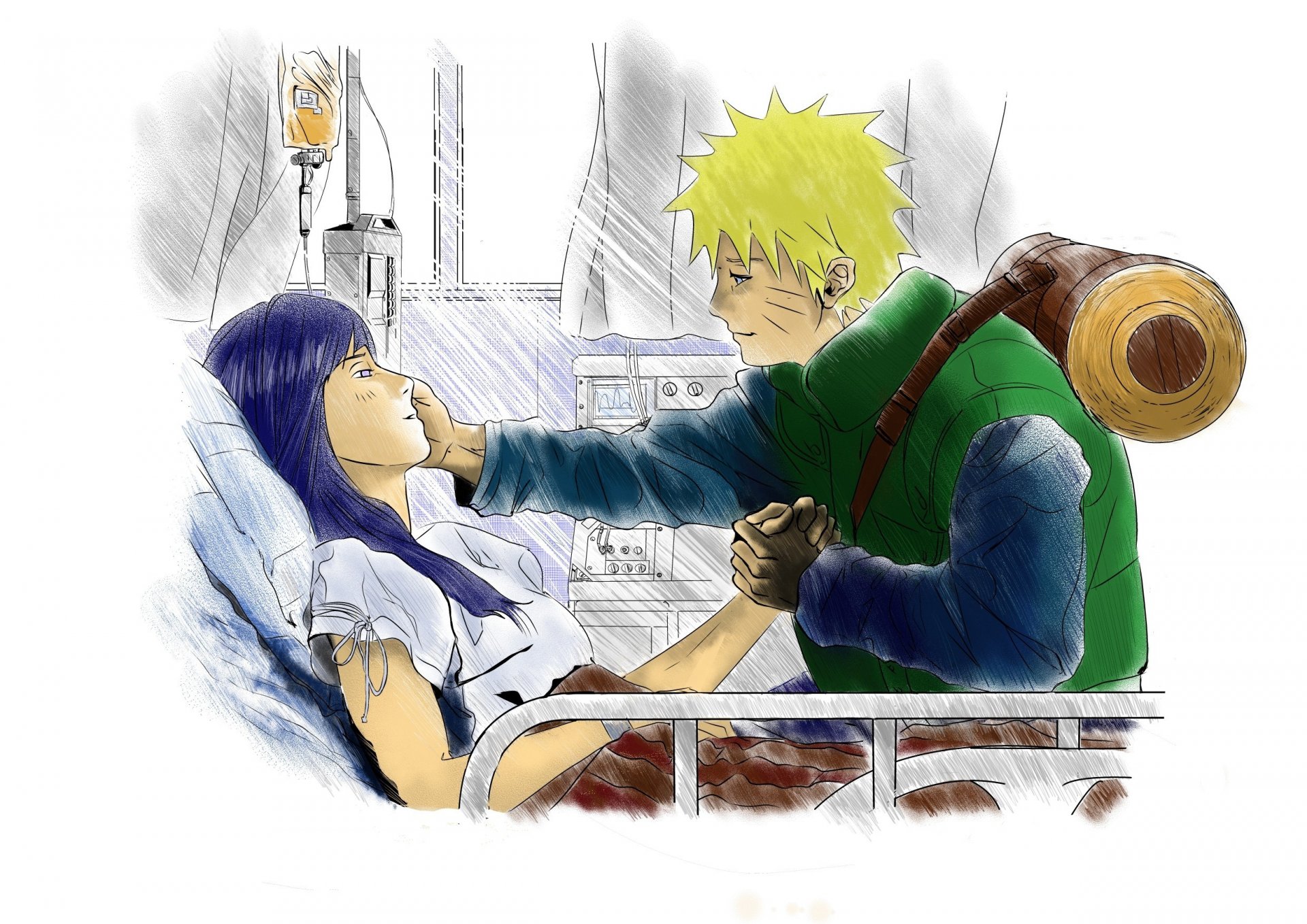 art anime naruto hinata hôpital parchemin amour soins