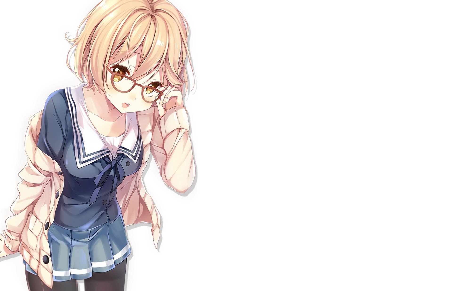 arte chiyingzai anime más allá kyoukai no kanata kuriyama mirai chica gafas colegiala uniforme