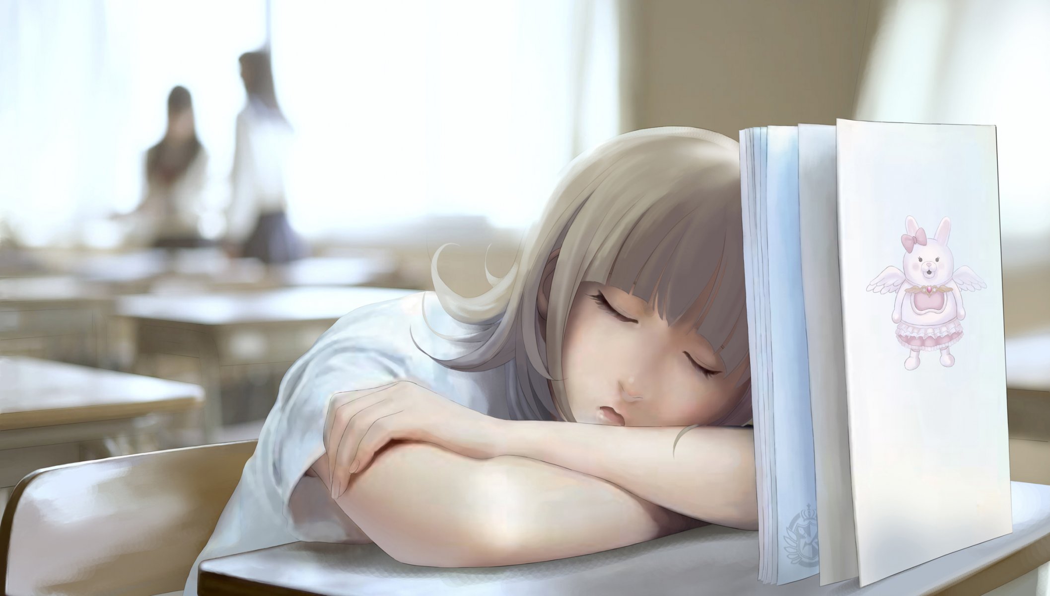 art niarko girl book school class sleep sleeping