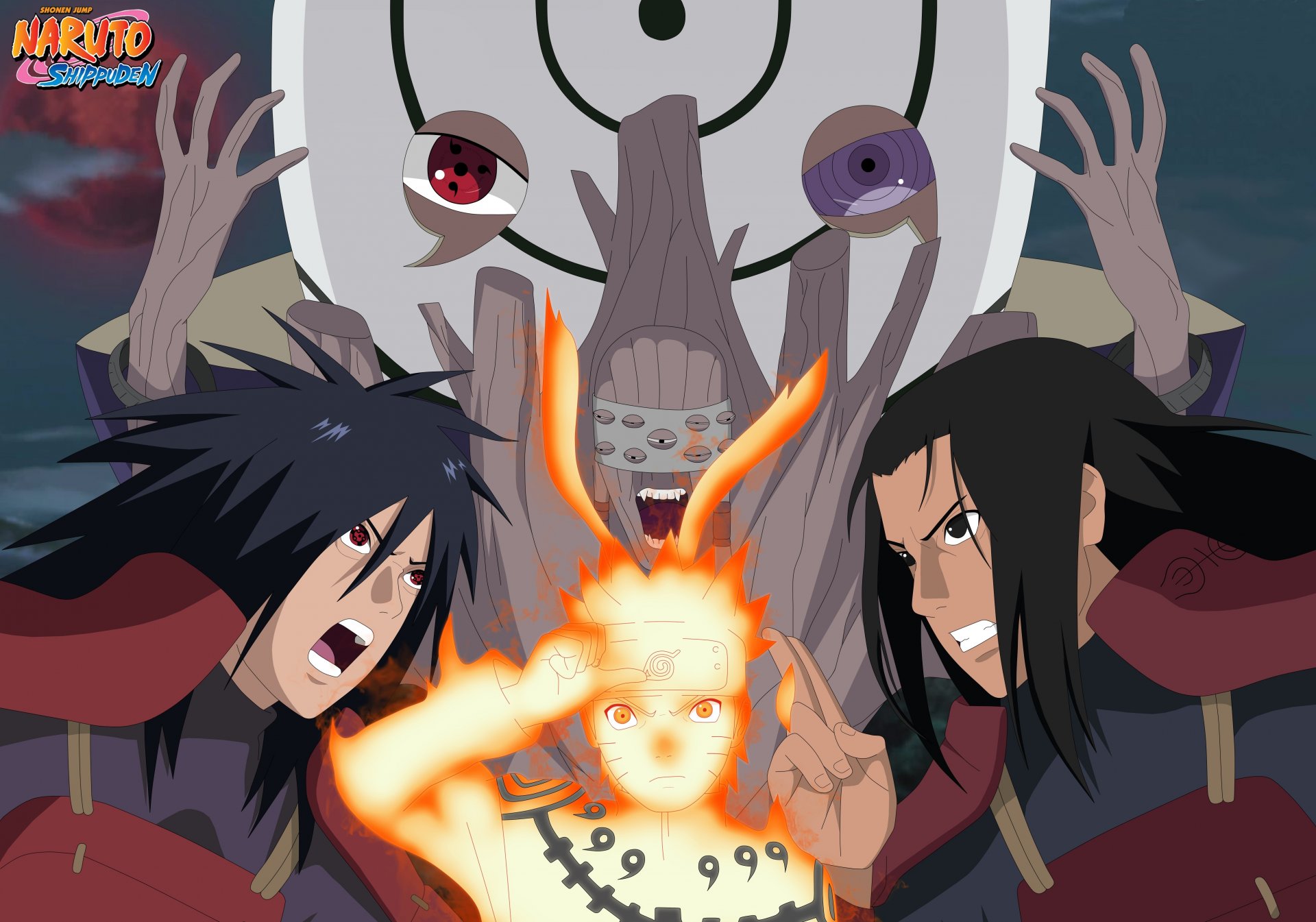 naruto uzumaki naruto uchiha madara madara uchiha senju hashirama senju hashirama gedo maso sharingan mangekyo sharingan rinnegan kyubi mode senjutsu doujutsu mask uchiha obito obito 4 ninja war ninja war juubi hitayate konohagaku logo