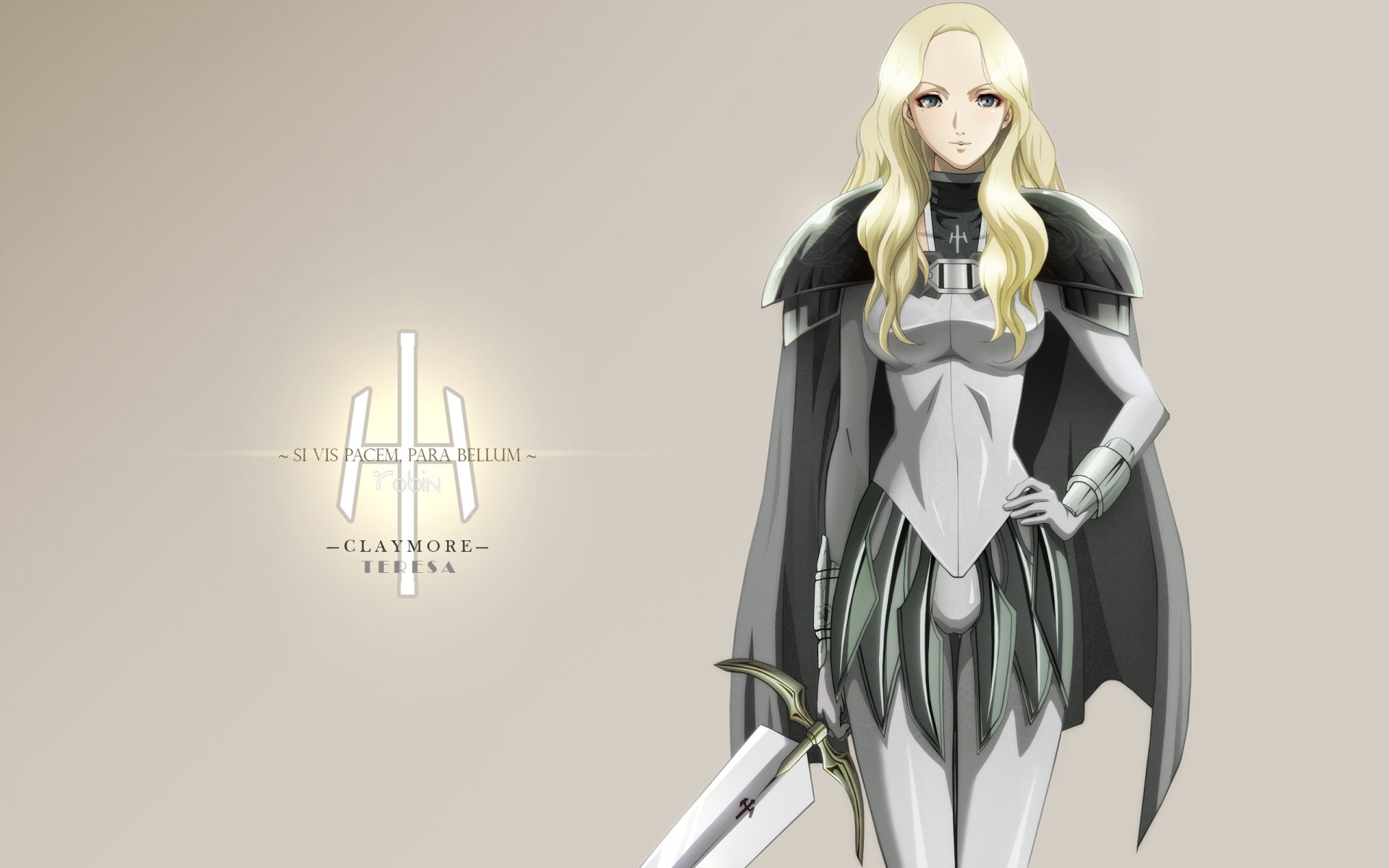 teresa claymore anime mädchen krieger rüstung waffe schwert blond