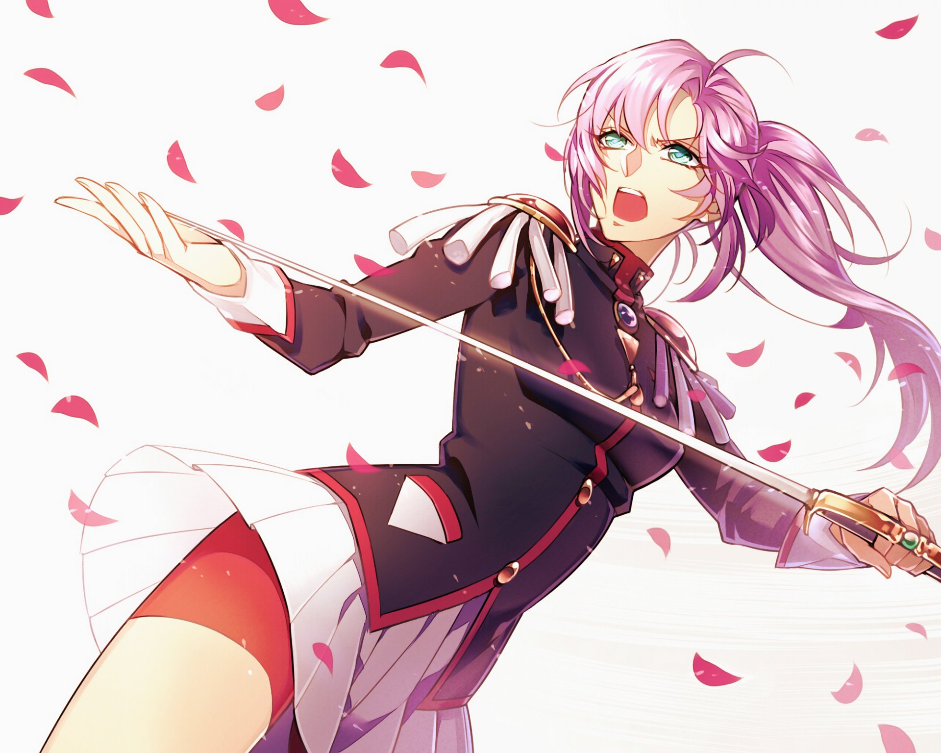 anime art fille tayuya1130 tenjou utena fille révolutionnaire utena épée arme pétales fond blanc haut de gamme