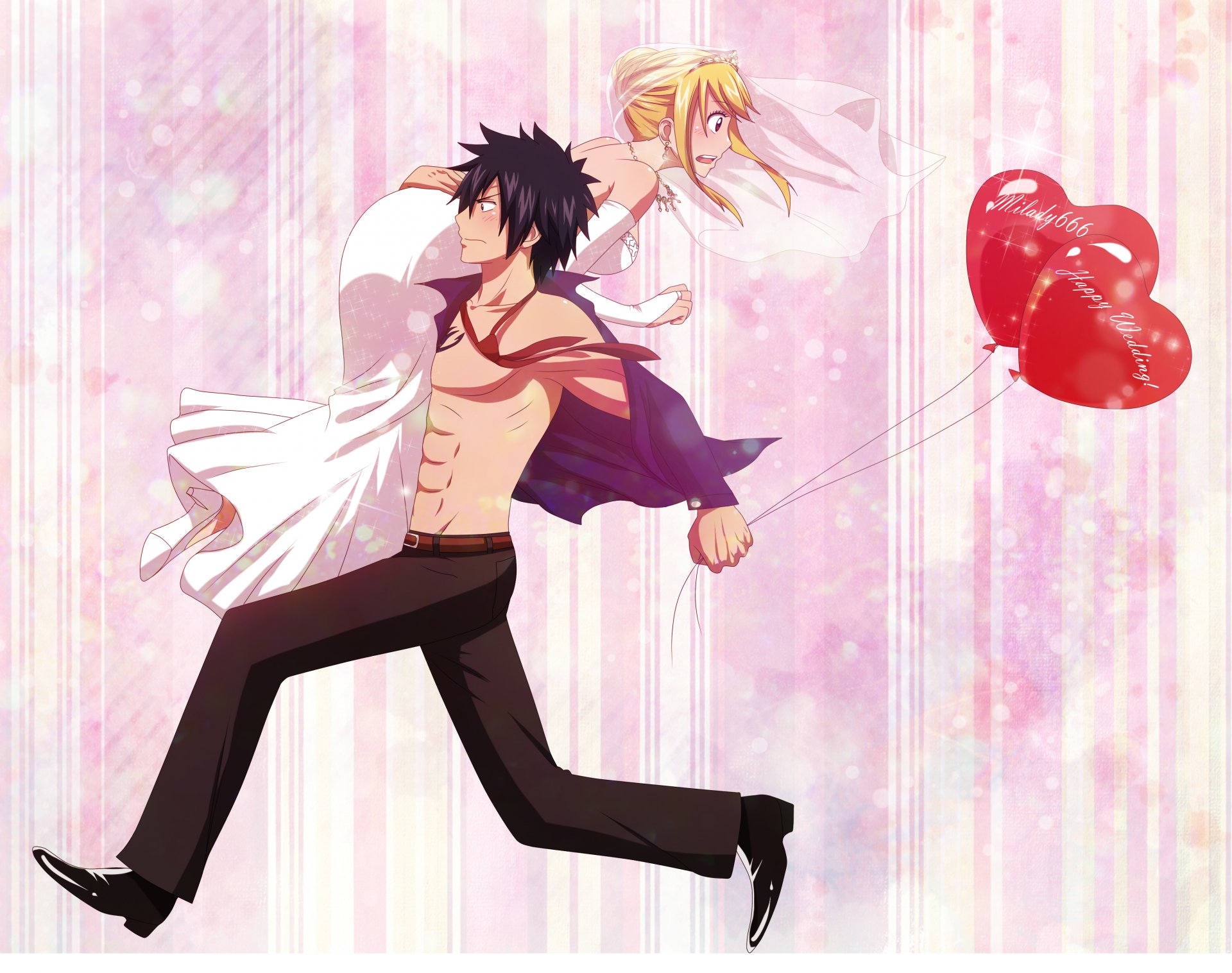 art milady666 fairy tail lucy heartfilia gray fullbuster tale about the fairy tail girl guy anime balloon