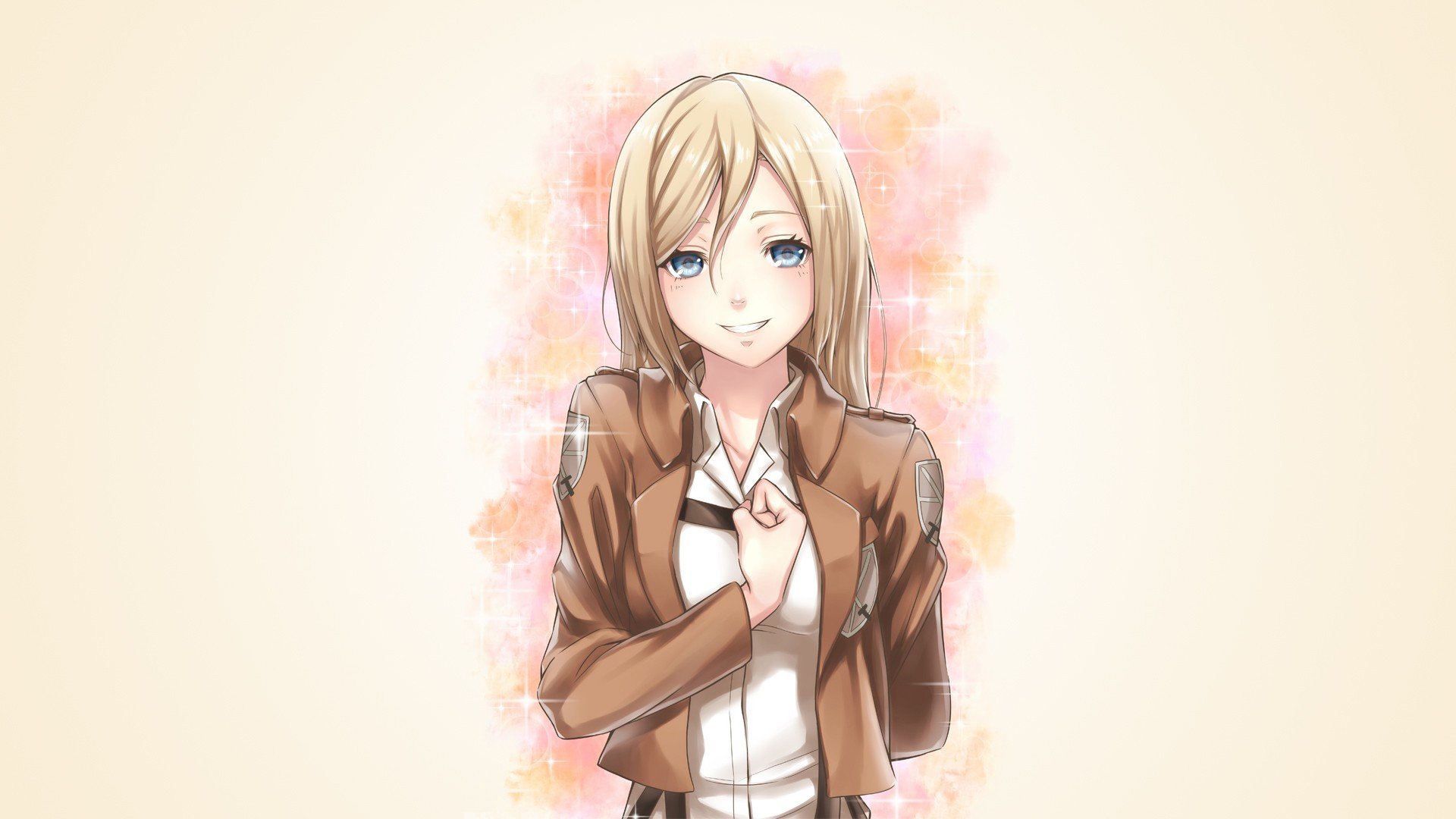 arte chica krista renz mirada sonrisa rubia gesto soldado no shingeki no kyojin