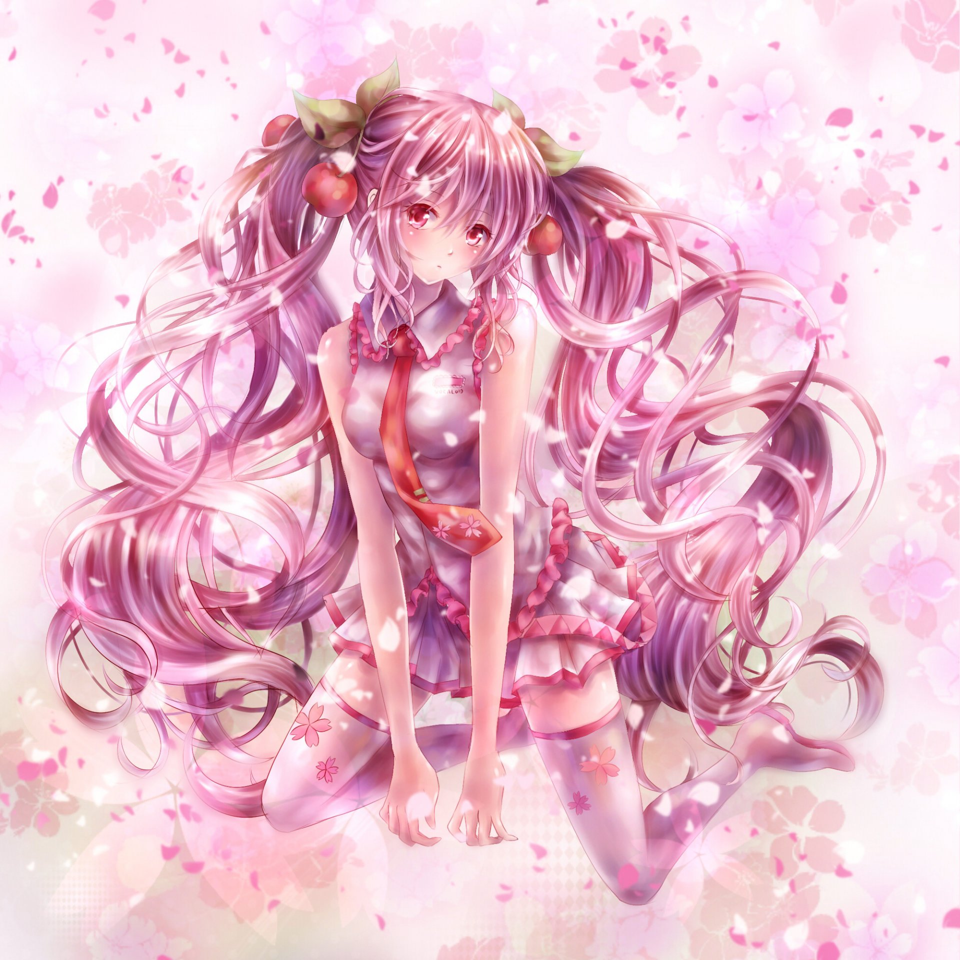 art tandolcedeco vocaloid sakura miku vocaloid dziewczyna sakura bełkot wiśnie