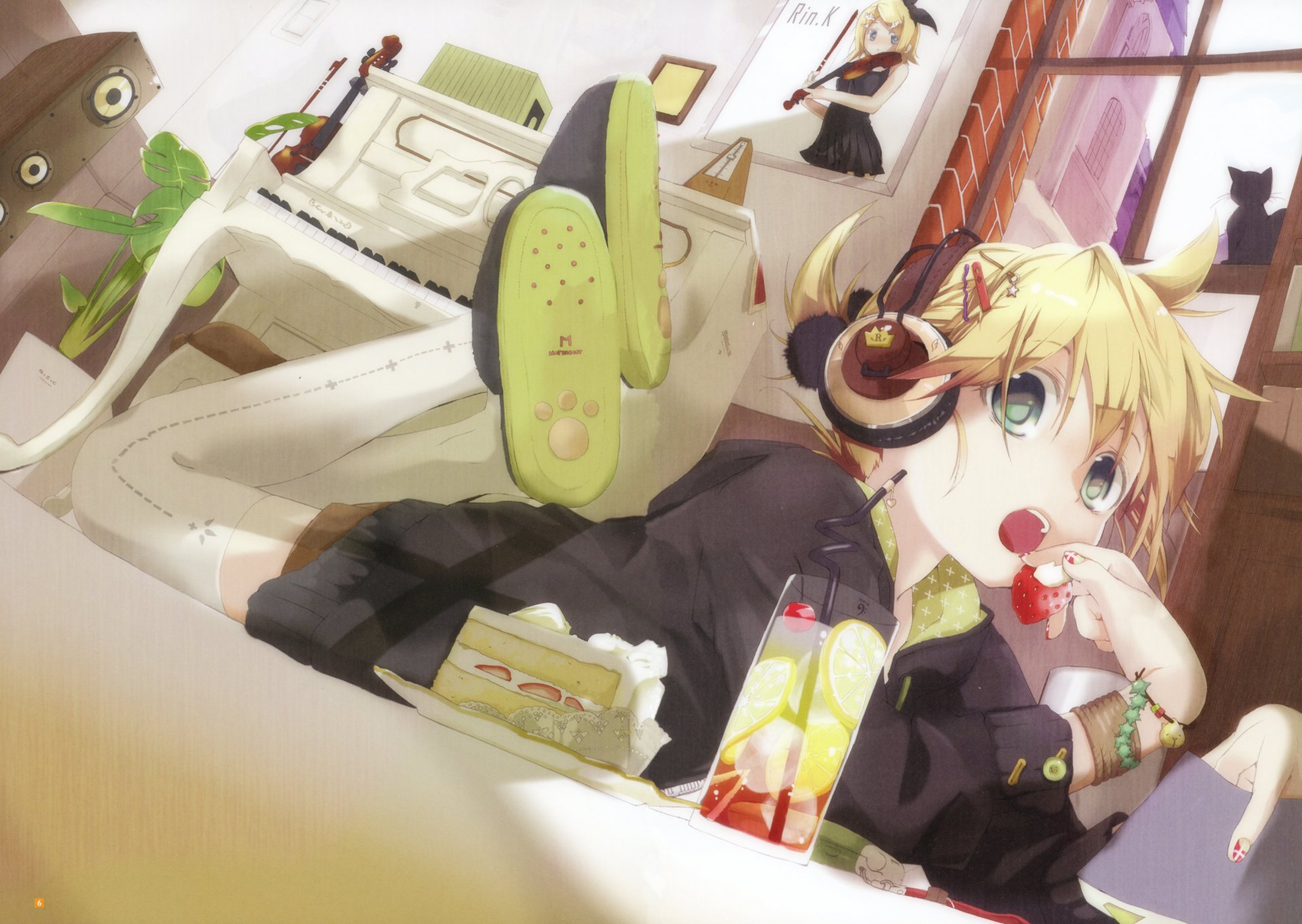 cuffie hekicha vocaloid kagamine rin kagamine len ragazza