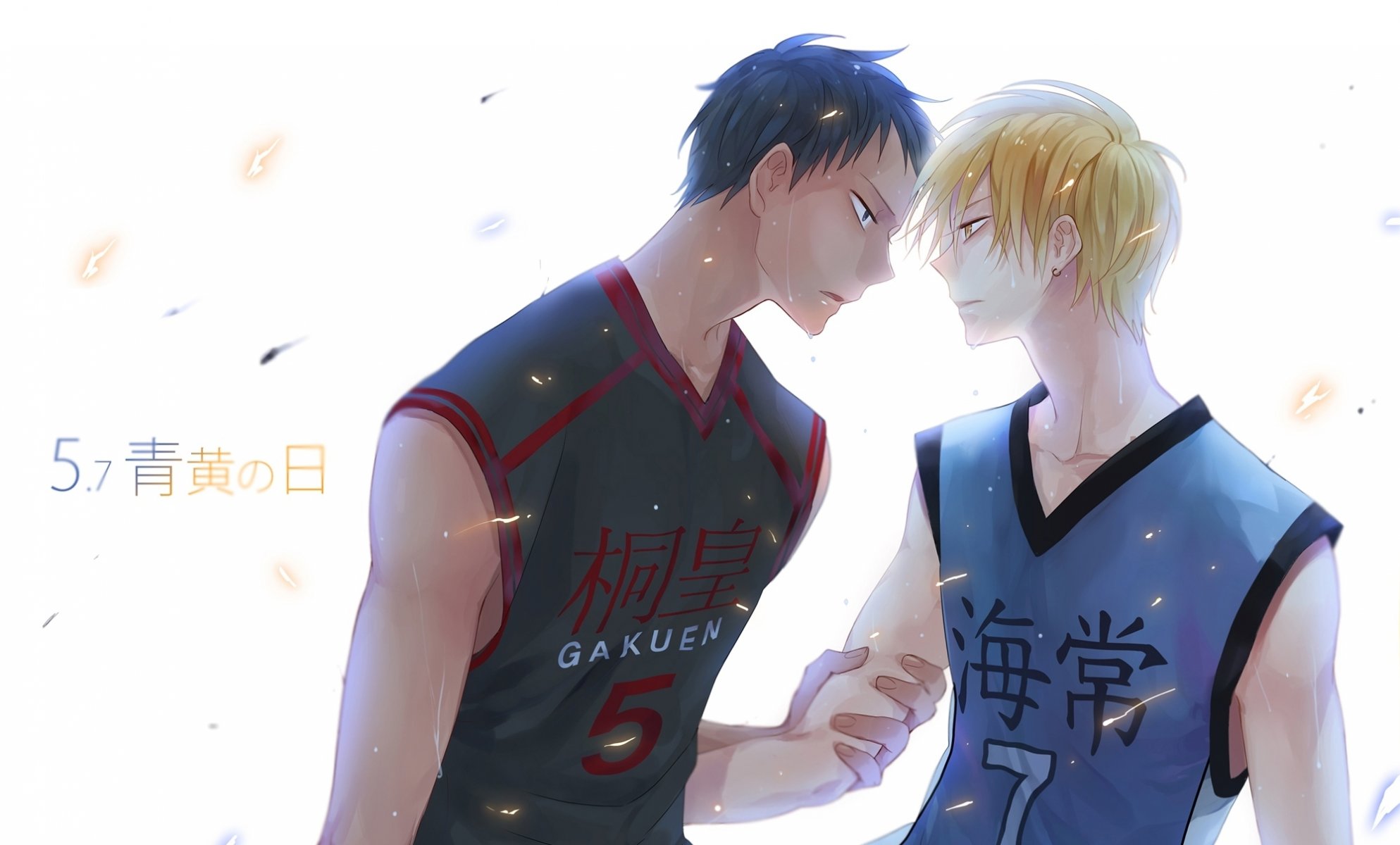 kuroko no cestas baloncesto kuroko aomine daiki daiki aomine kise ryouta kise reta anime rubio grillete sudor chicos