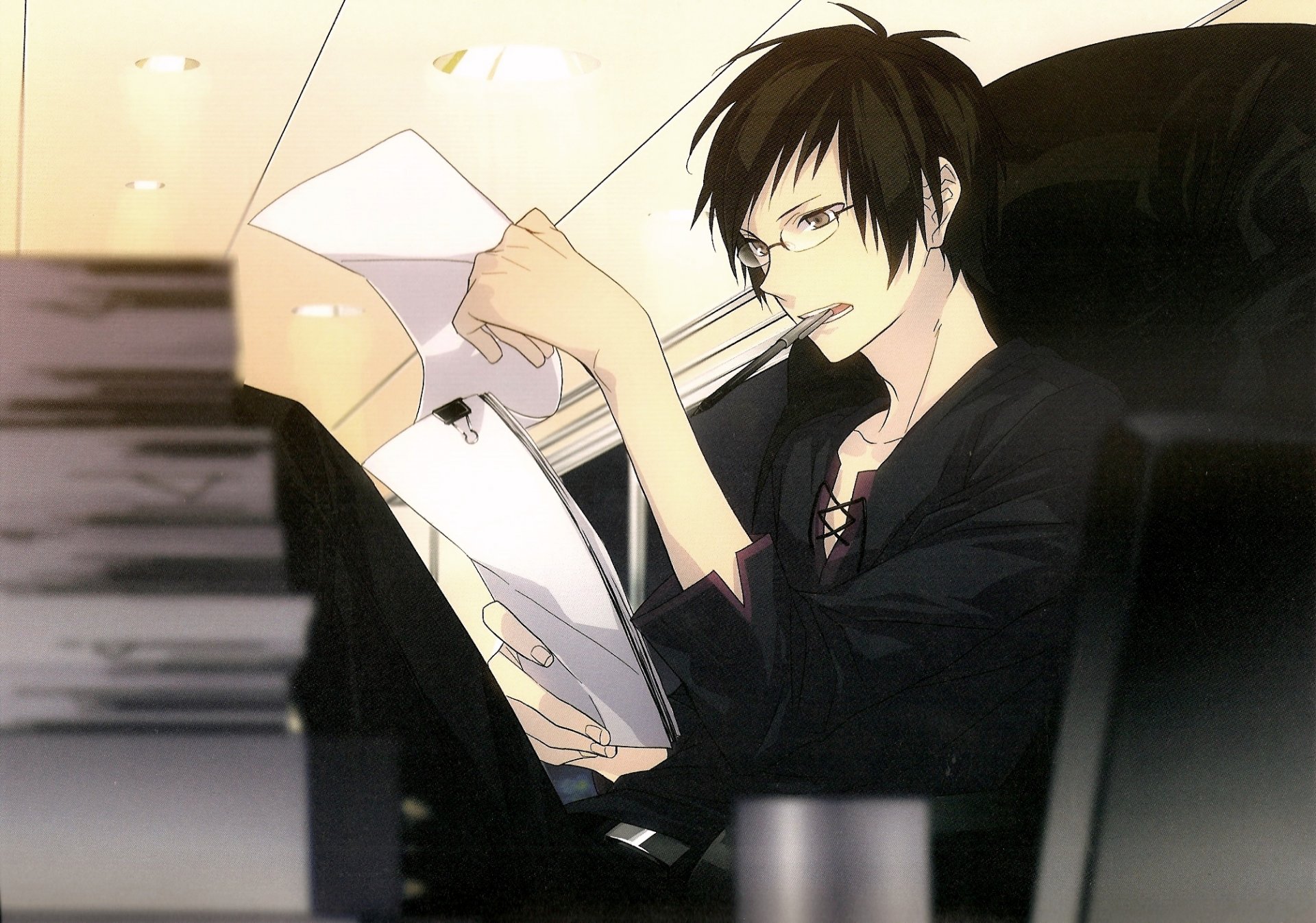 izaya orihara durarara kunst durarara kunst anime brille blick bücher