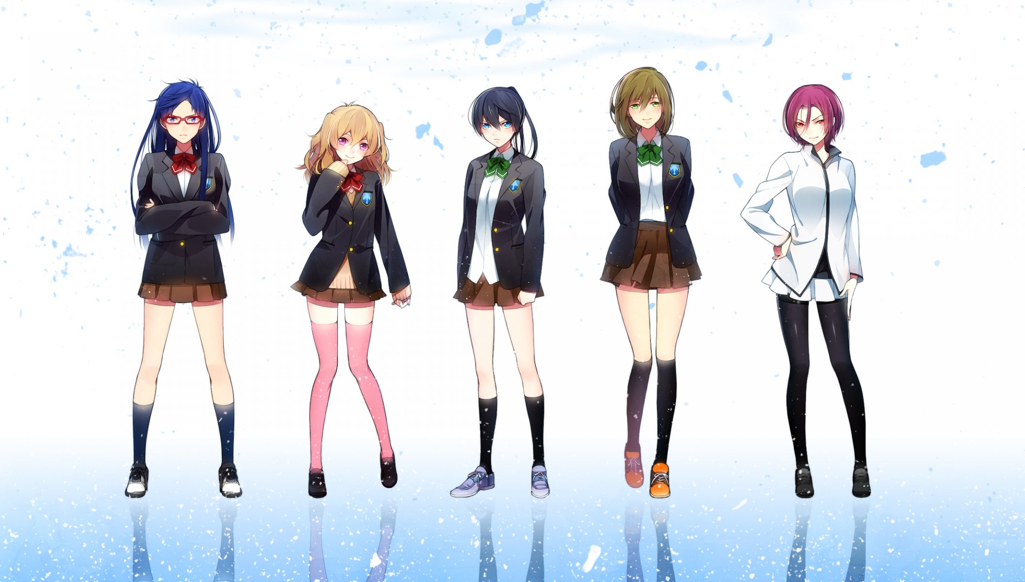 arte hakusai anime libertà libero nanase haruka tachibana makoto matsuoka rin hazuki nagisa ryugazaki rei ragazza studentessa uniforme riflessione