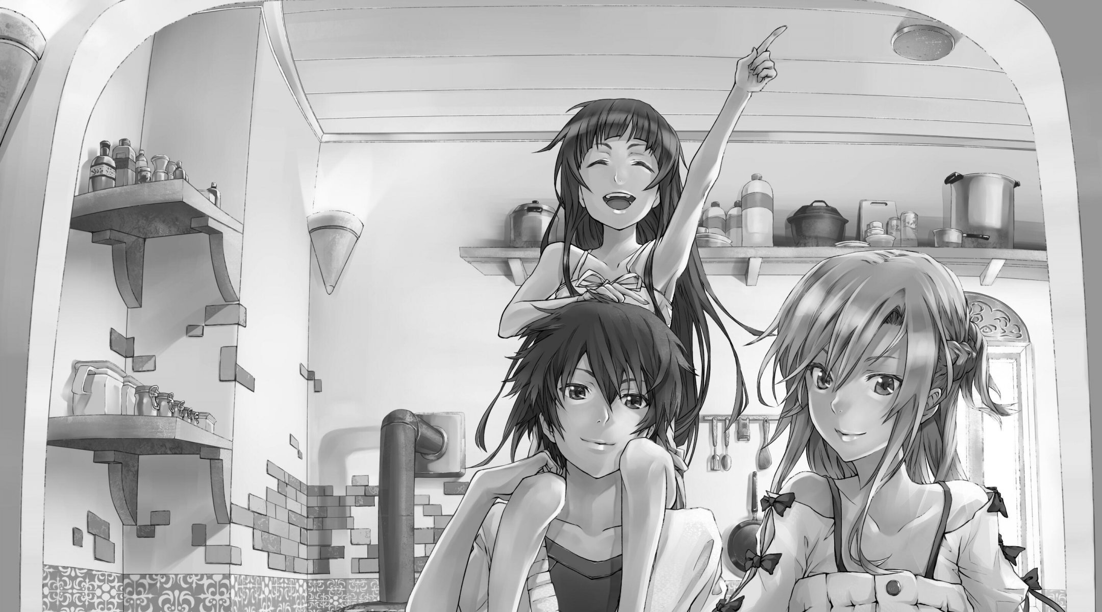 épée art en ligne anime garçon fille fille bonheur famille sourire cuisine banques amour