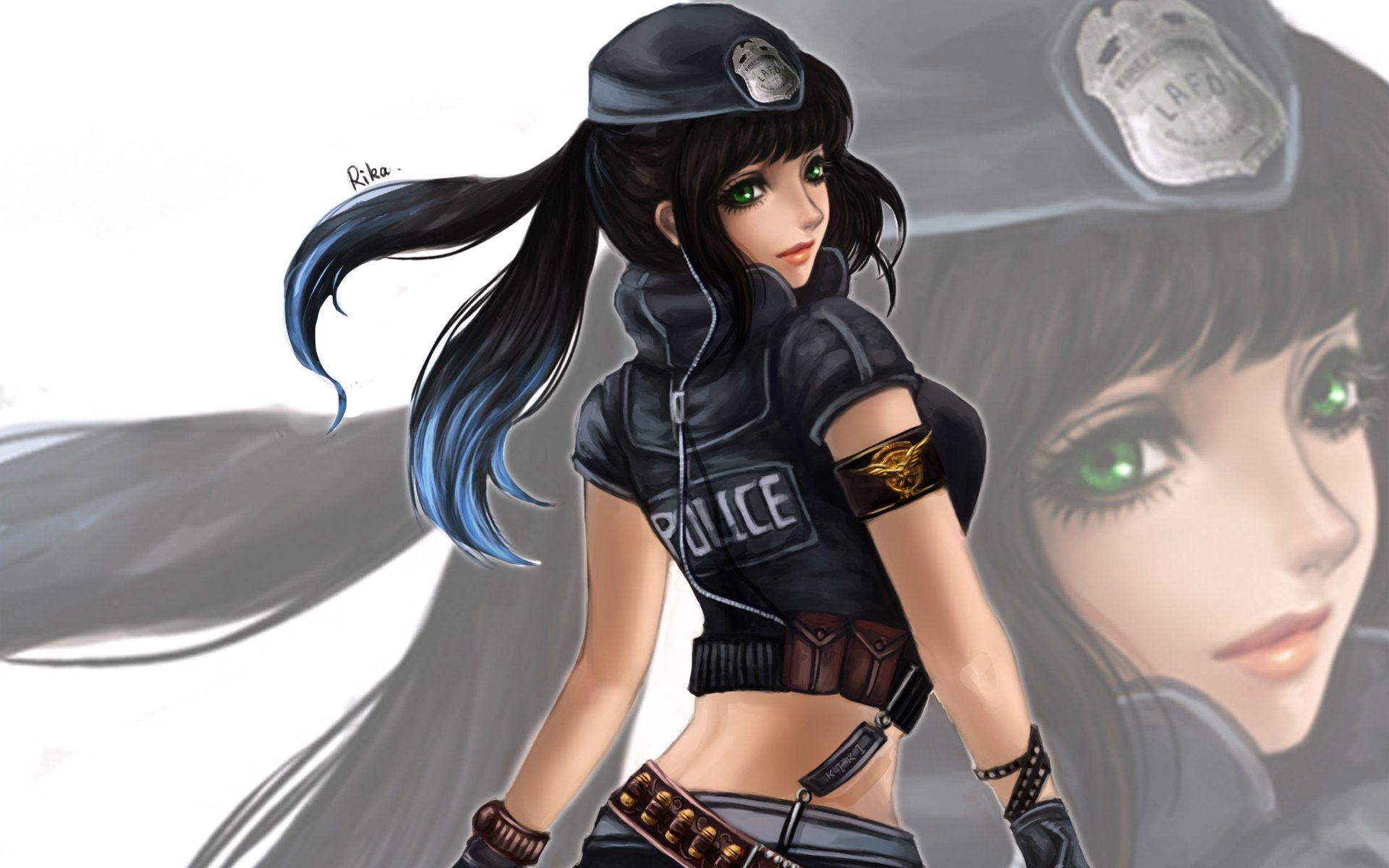 art rikamello death note kiki mai fille police casque fond