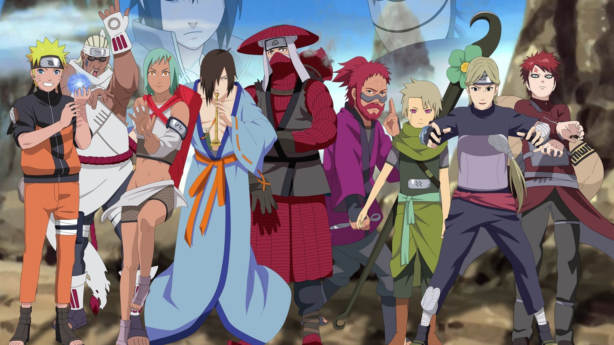 jinchurikis naruto sasuke uchiha tobi uchiha obito obito razengan uzumaki naruto uzumaki killer bee bees fuu utakata han roushi yagura yugito nii yugito nii gaara not sabaku gaara ninja anime manga game wallpaper mizuk