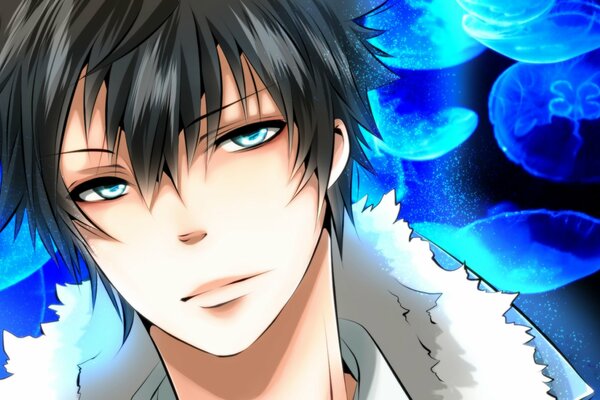 Anime Guy avec des yeux bleus