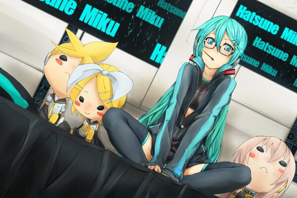 Vocaloid Miku Hatsune with glasses