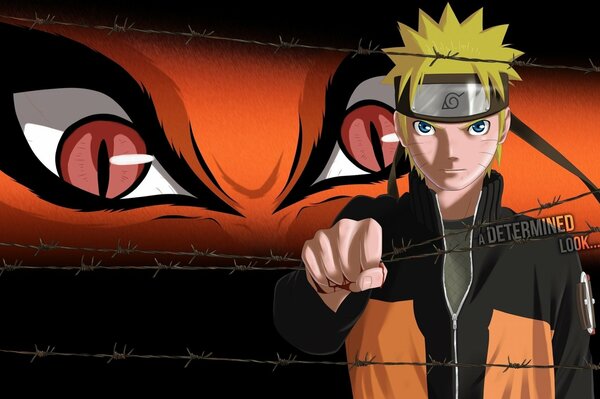 Naruto on the background of the nine - tailed