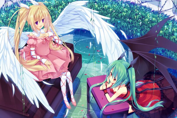 Image anime ange et démon