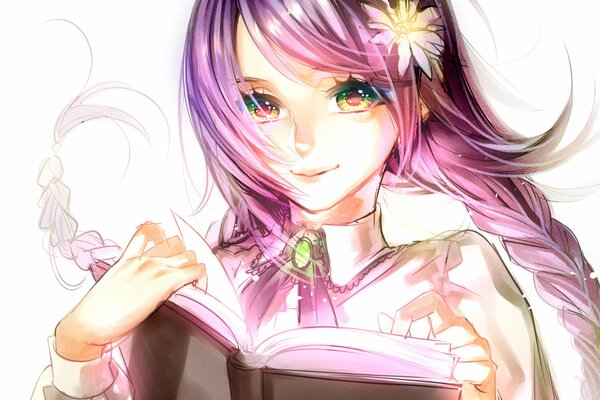 Chica de anime leyendo un libro