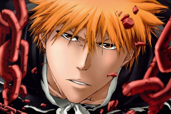 Anime art Ichigo Kurosaki rompe le catene