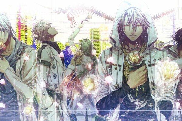 Anime ragazzi con fiori di amnesia figura