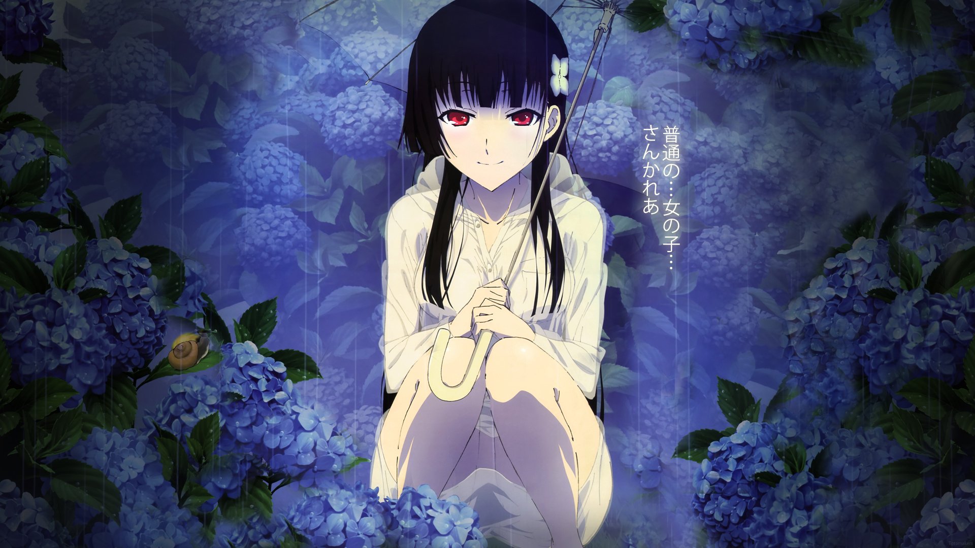 anime fille sankarea parapluie fleurs