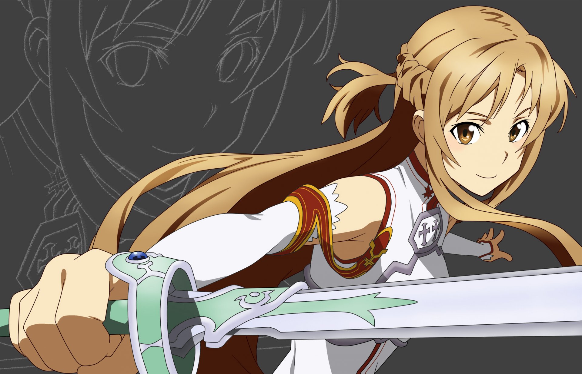 anime sword art online asuna sword master online miecz oczy spojrzenie