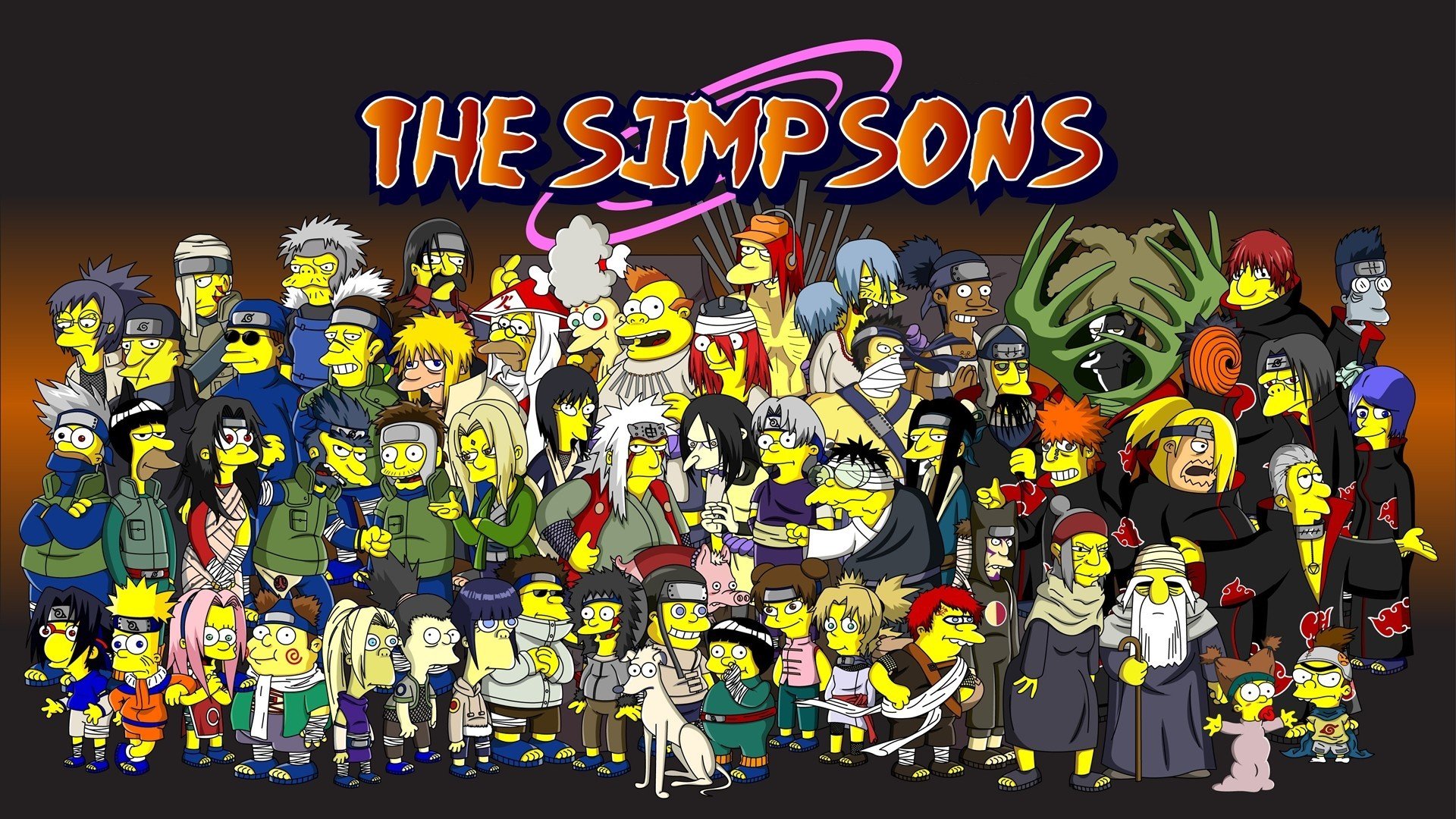 naruto the simpsons crossover anime cartoon parody disguise akatsuki wallpaper