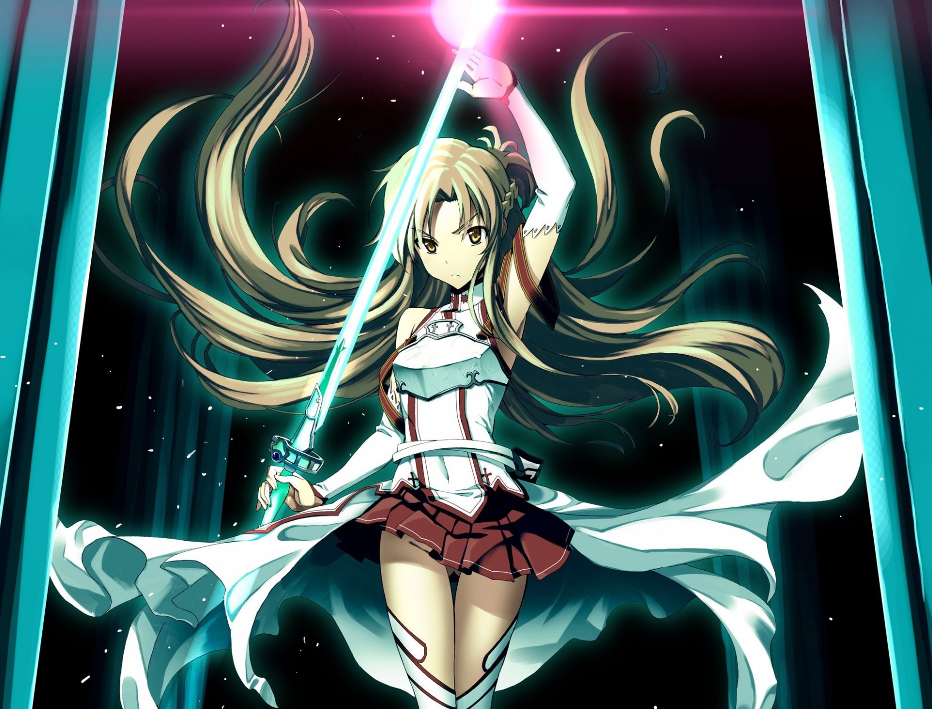 art fujimaru sword art online yuuki asuna girl sword weapon anime column