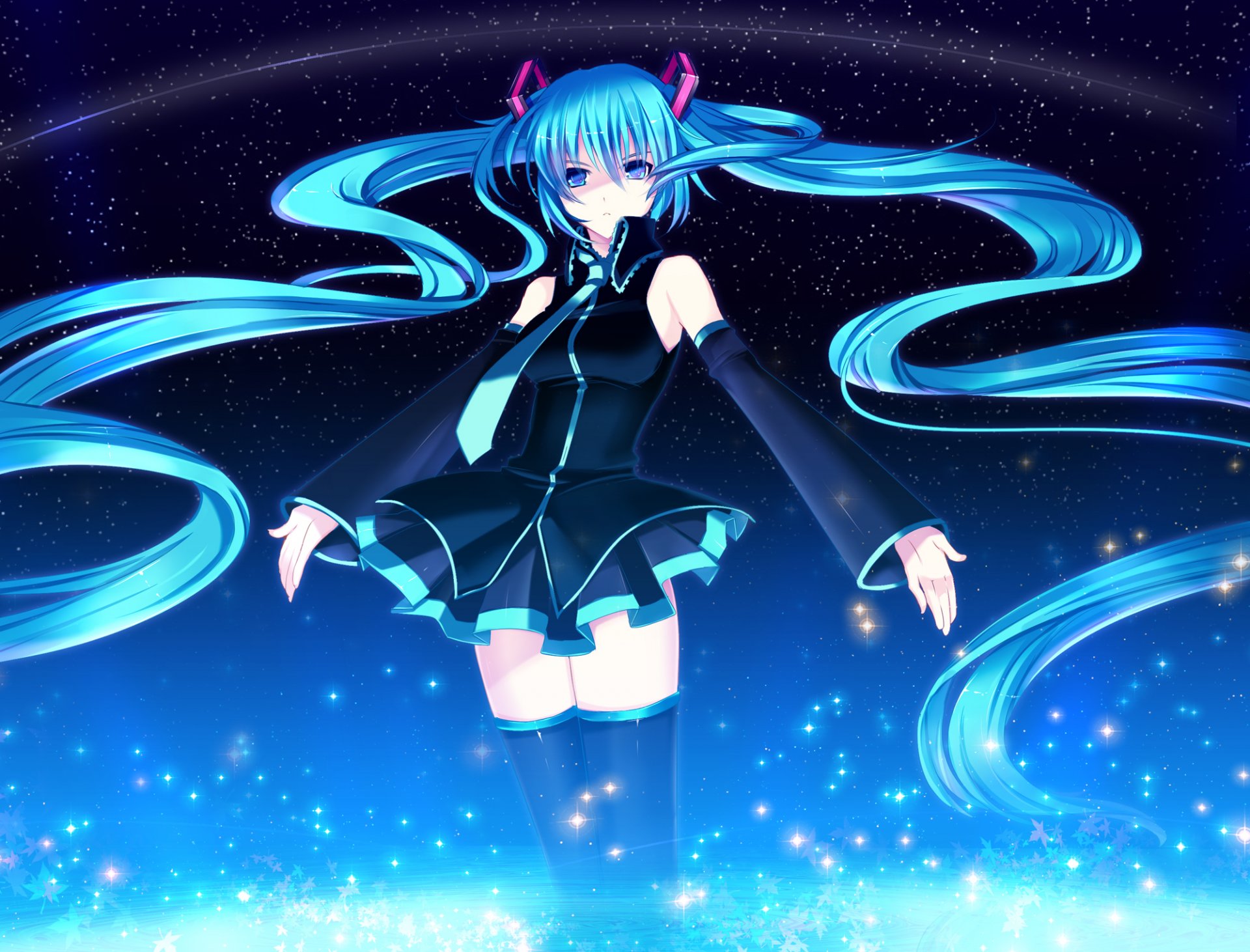 kunst yuki kira mädchen sterne himmel krawatte vocaloid vocaloid hatsune miku