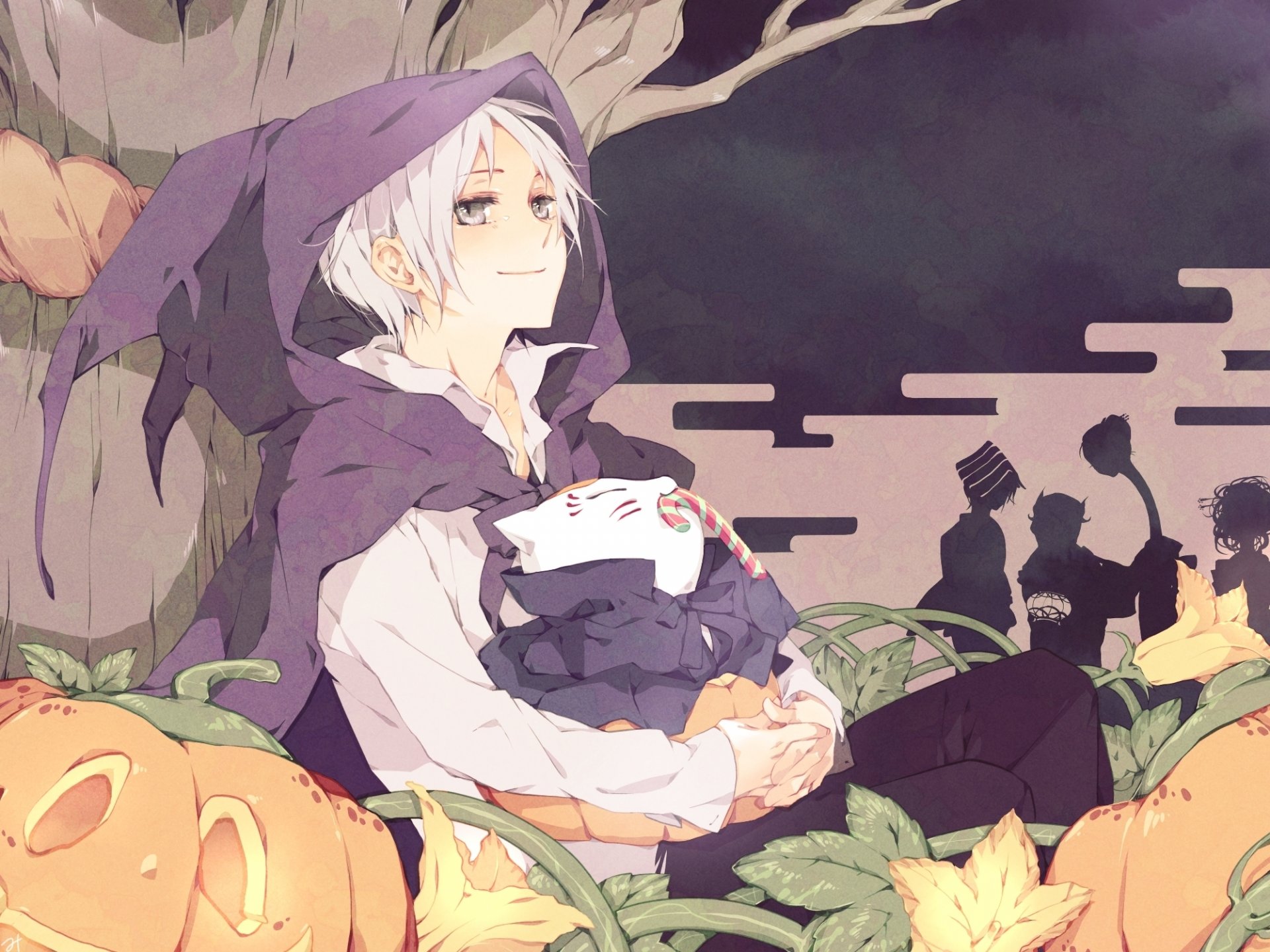 natsume yuujinchou anime cuaderno de amistad natsume nyako-sensei youkai natsume madara halloween dulces árbol calabazas flores