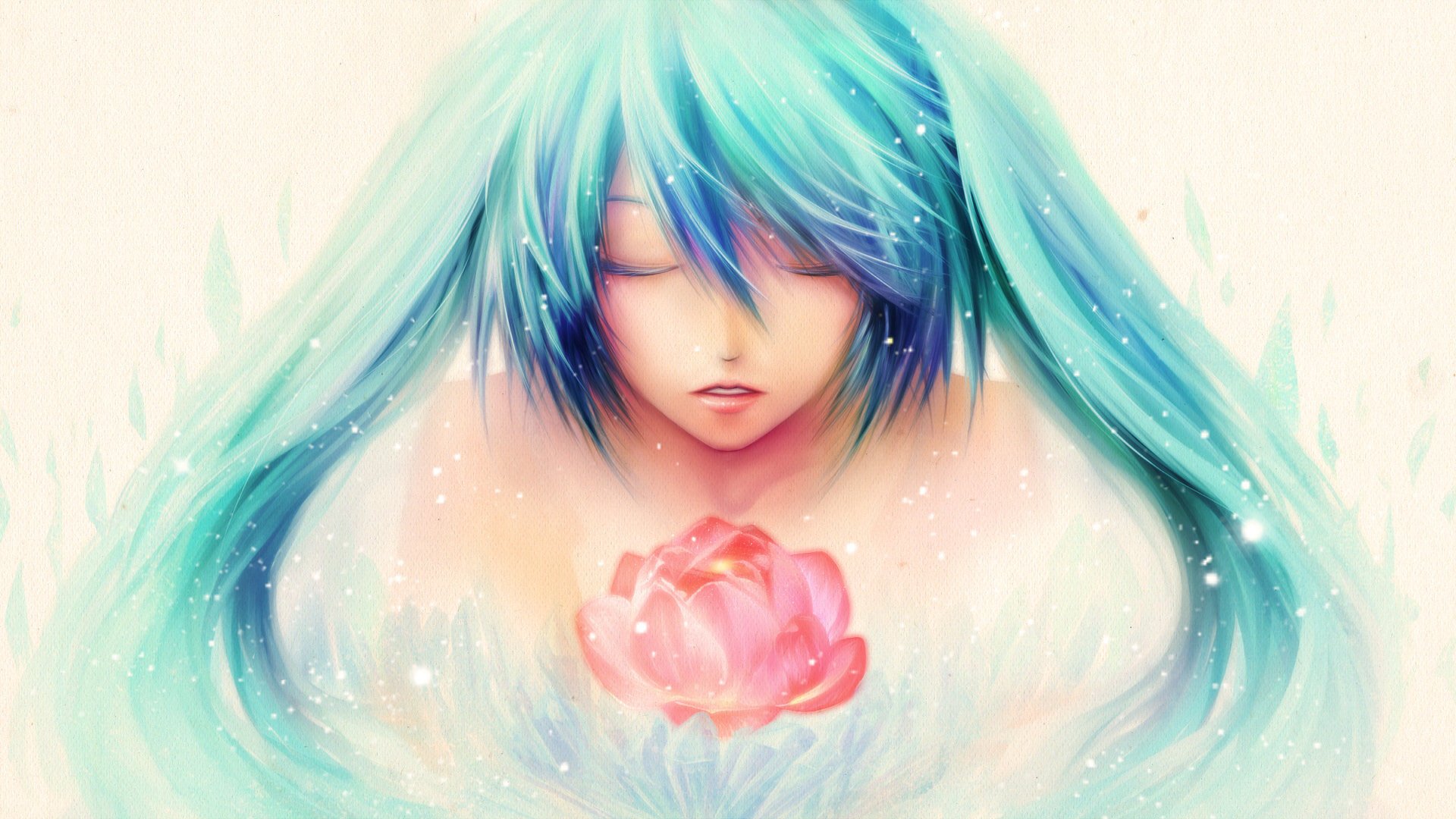 zeichnung hatsune miku vocaloid blume haar