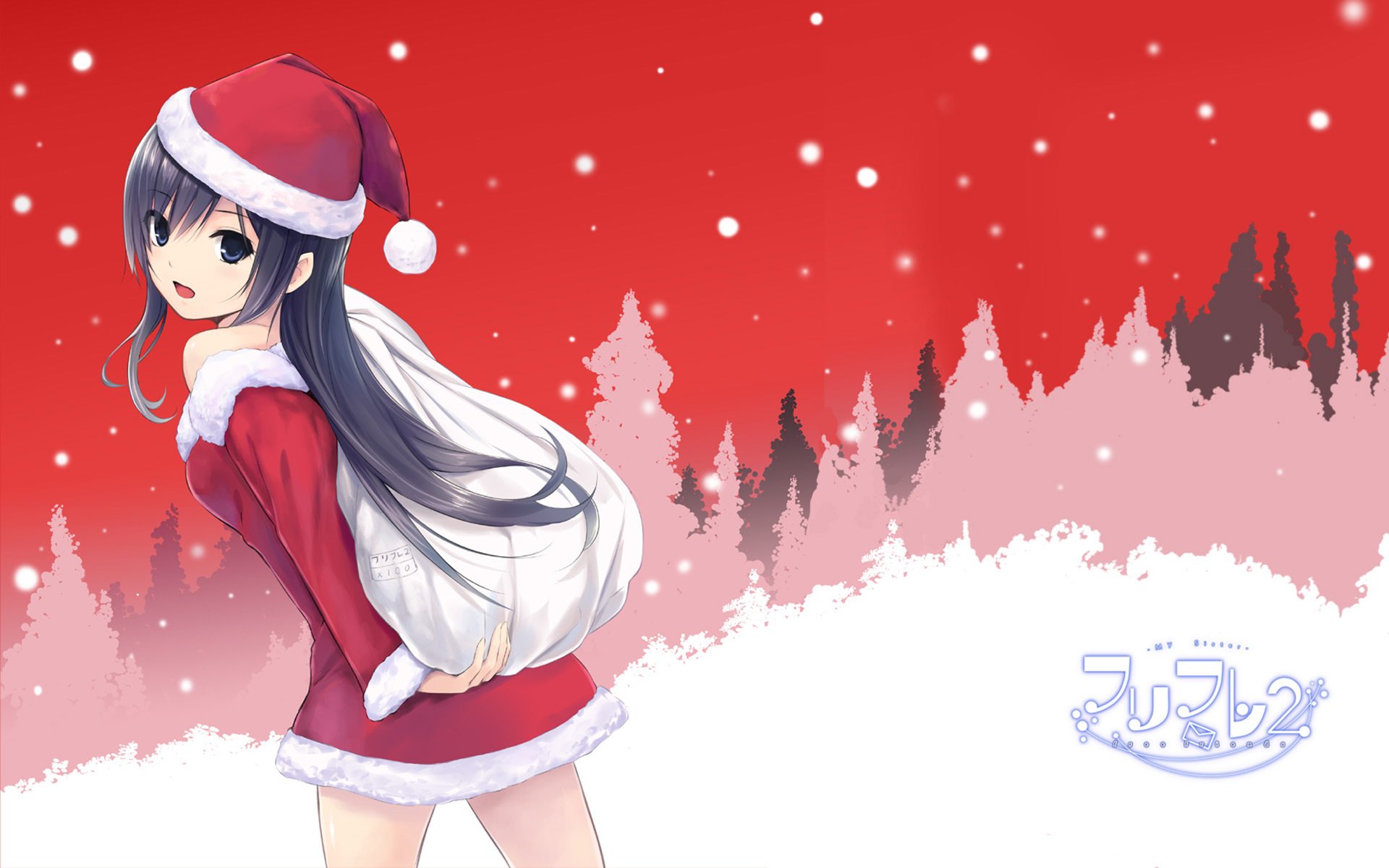 ragazza anime arte buon natale