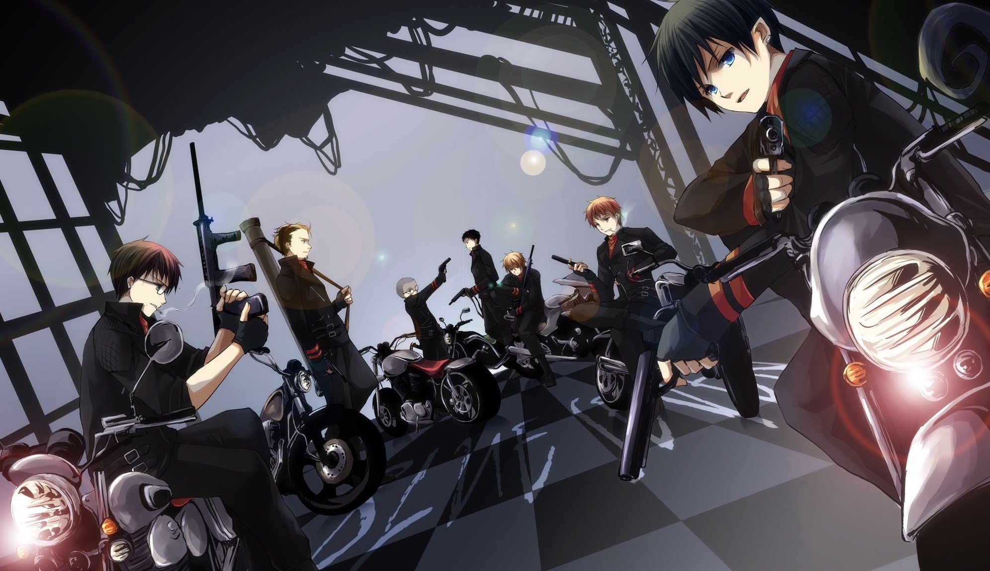 ao no exorcist blue exorcist man okumura rin bike weapon