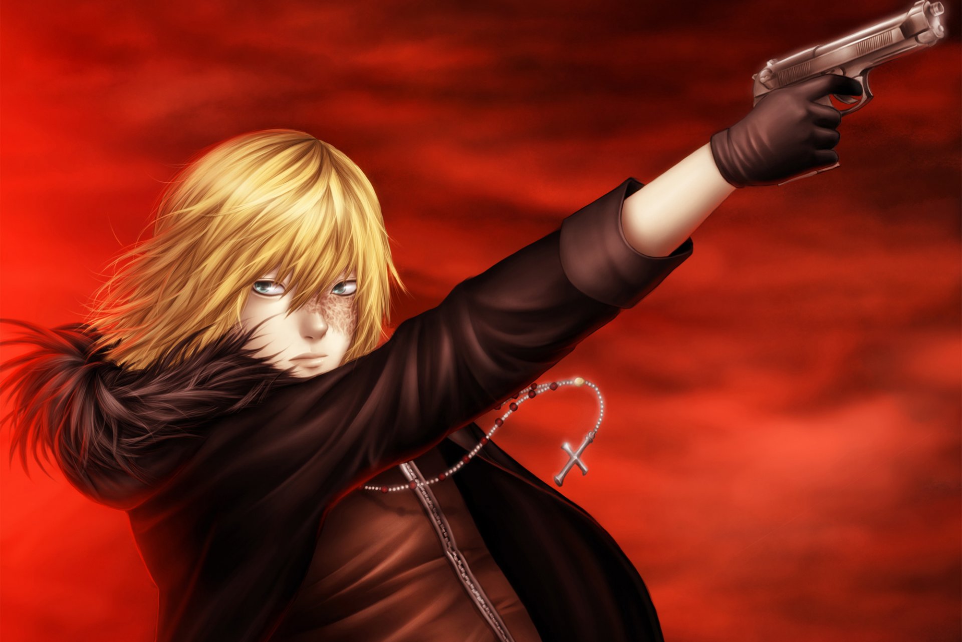 death note mello michael keehl death note guy scars gun cross red sky glow