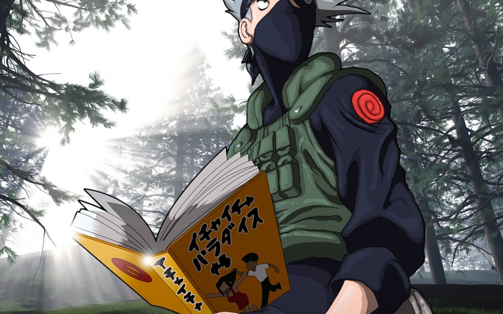 anime naruto hatake kakashi libro alberi luce arte