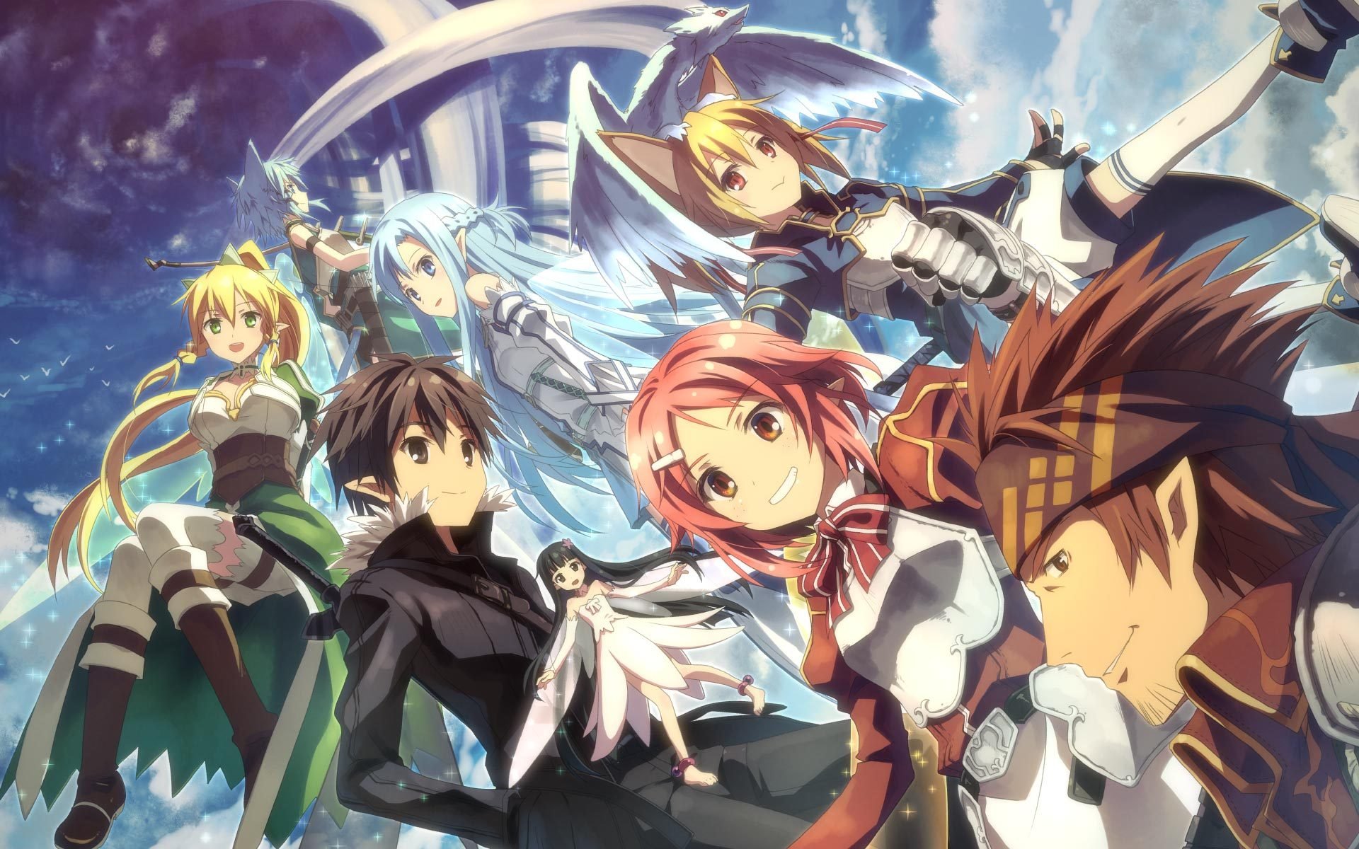 épée art en ligne kirito asuna leafa sinon klein silicium maîtres de l épée en ligne sinon leafs klein silica yu yui dragon elfes elfe filles gars armure ciel yuki tatsuya sao alfheim en ligne alo lisbeth