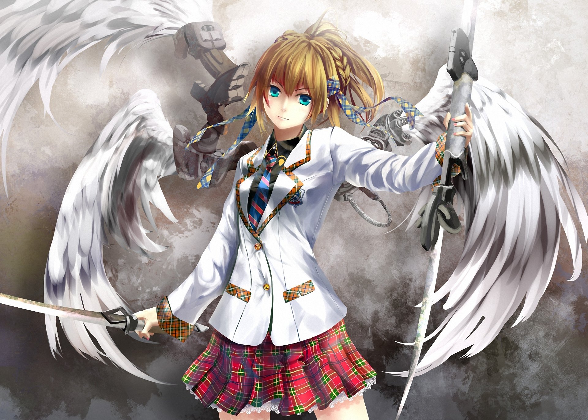 art kouji girl wings angel weapon form sword the mechanism